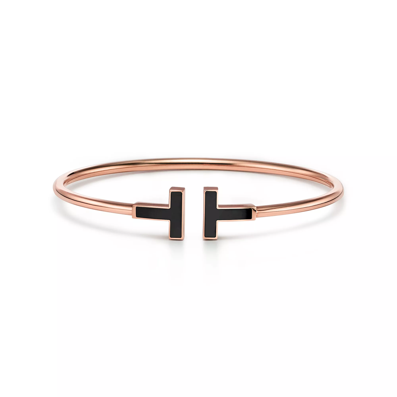 Black Onyx Wire Bracelet in Rose Gold