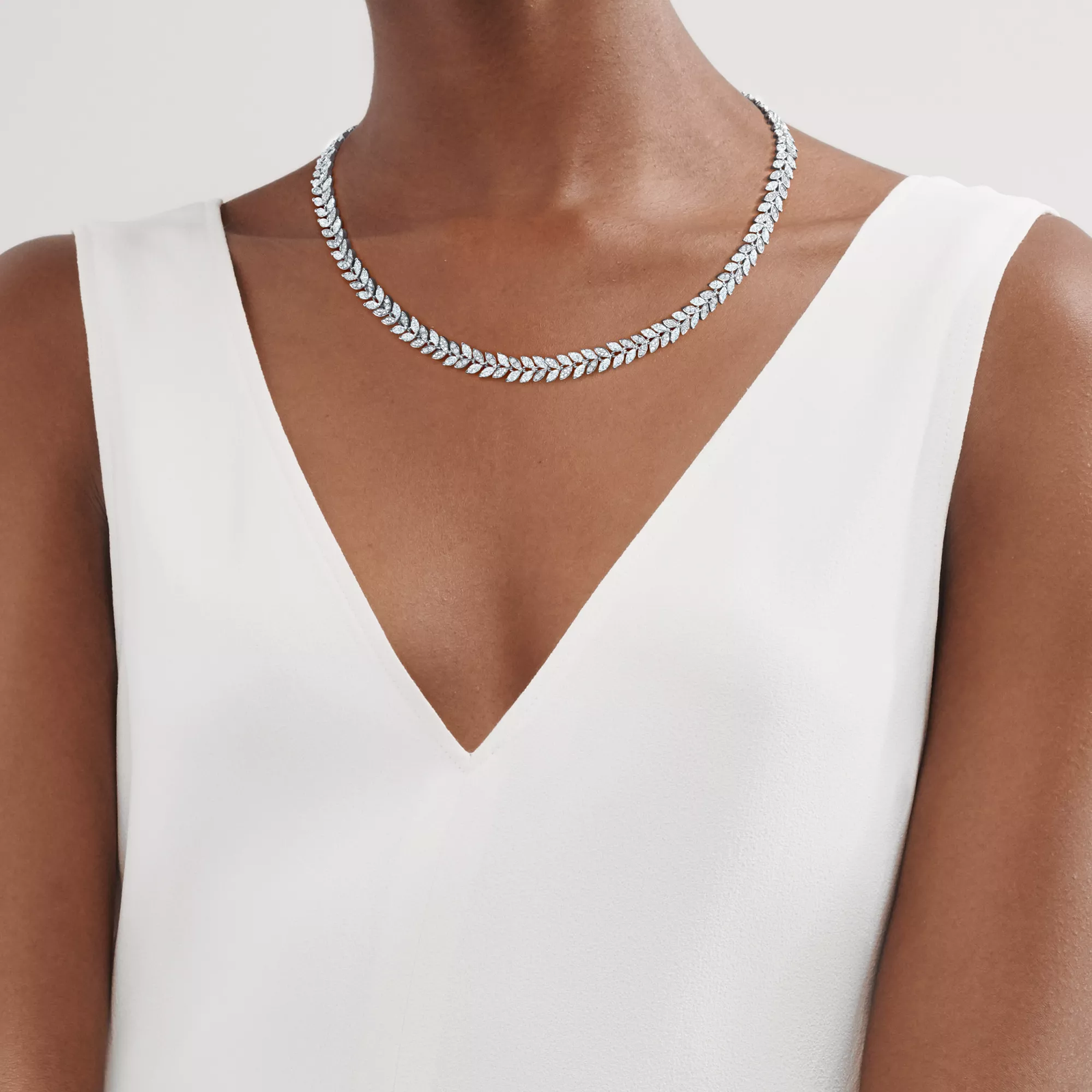 Diamond Vine Necklace in Platinum, 16"