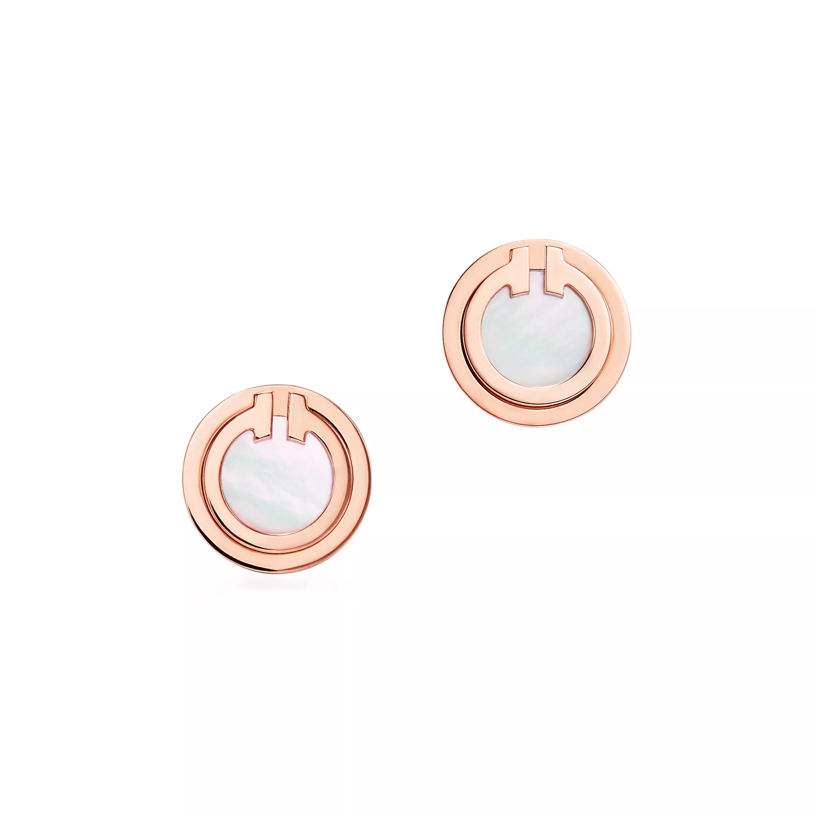 Mother-of-pearl Circle Earrings in Rose Gold