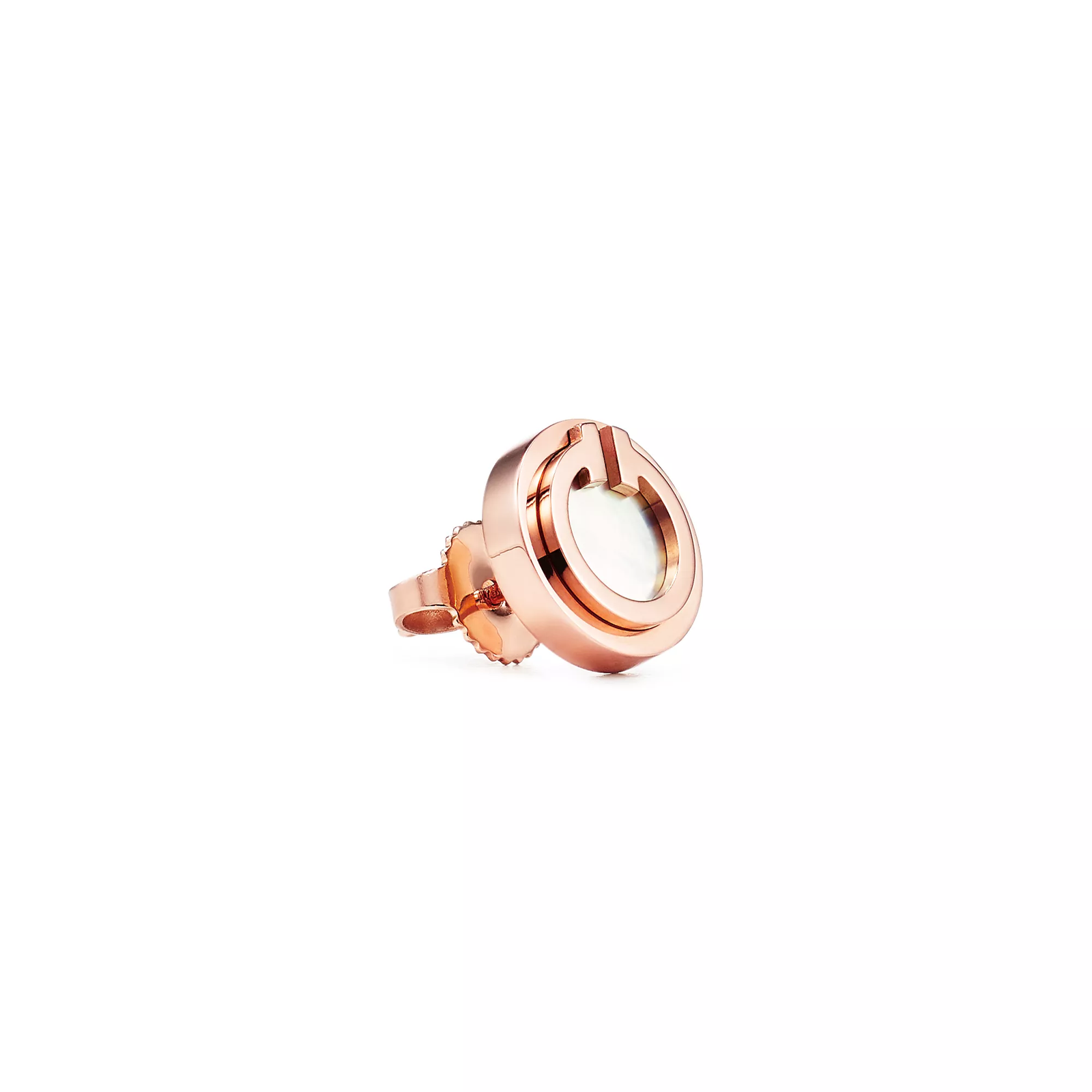 Mother-of-pearl Circle Earrings in Rose Gold