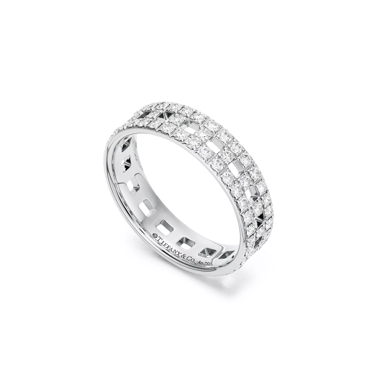 True Wide Ring in White Gold with Pave Diamonds