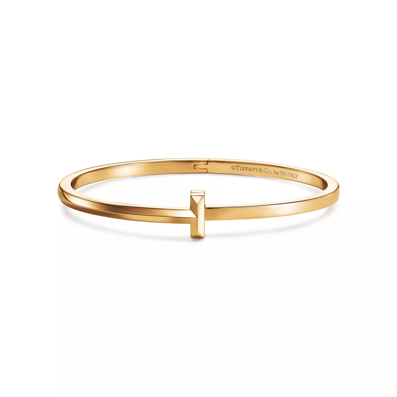 T1 Narrow Hinged Bangle in Yellow Gold