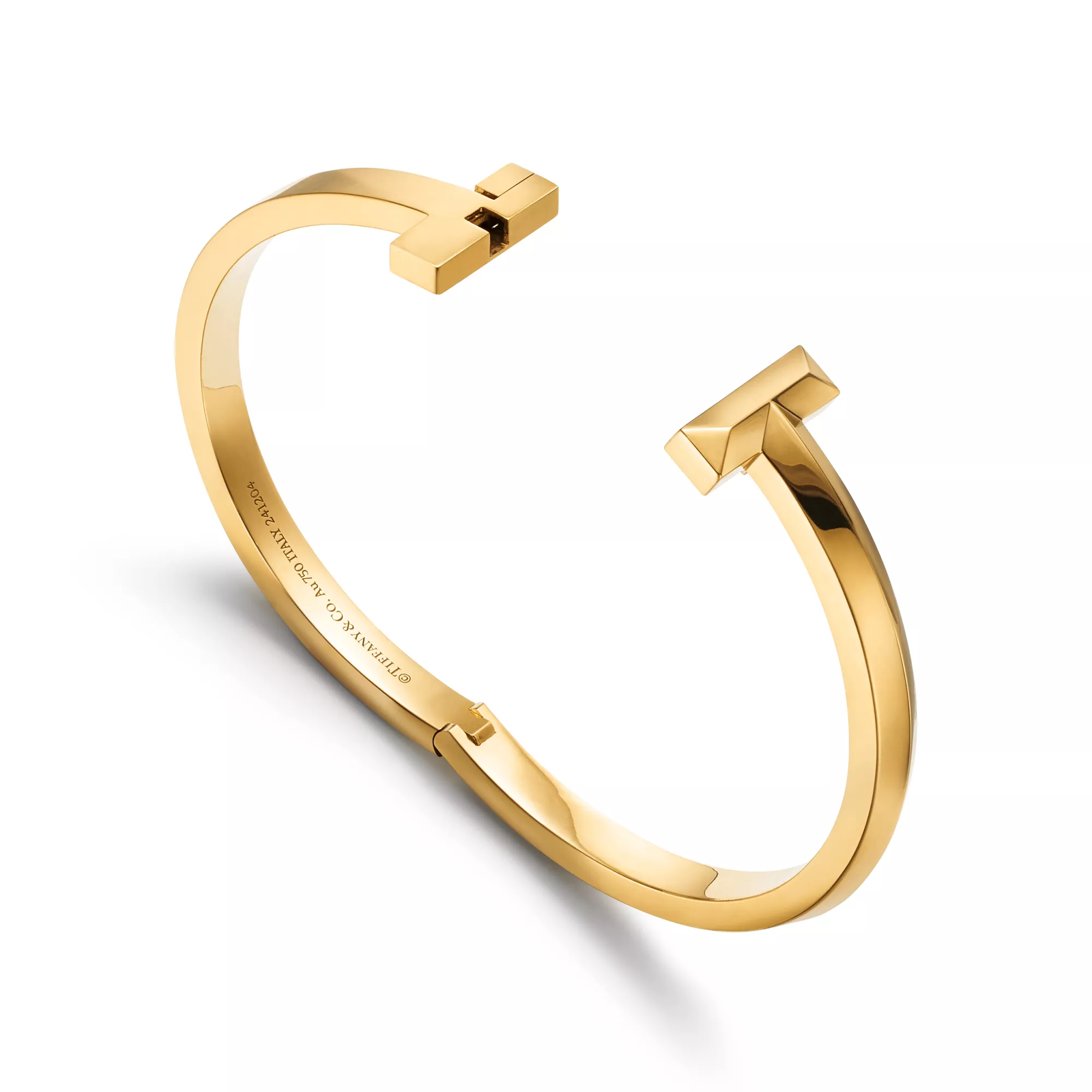 T1 Narrow Hinged Bangle in Yellow Gold