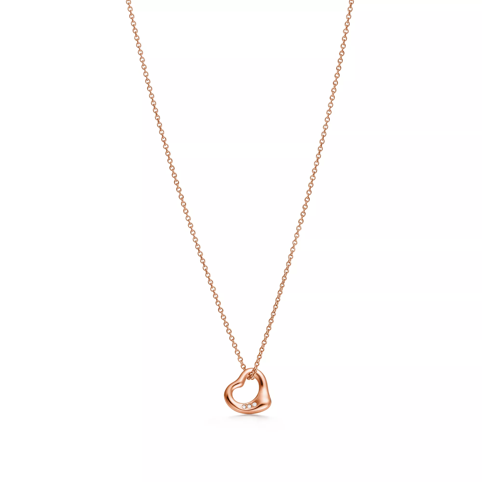 Open Heart Pendant in 18k Rose Gold with Diamonds