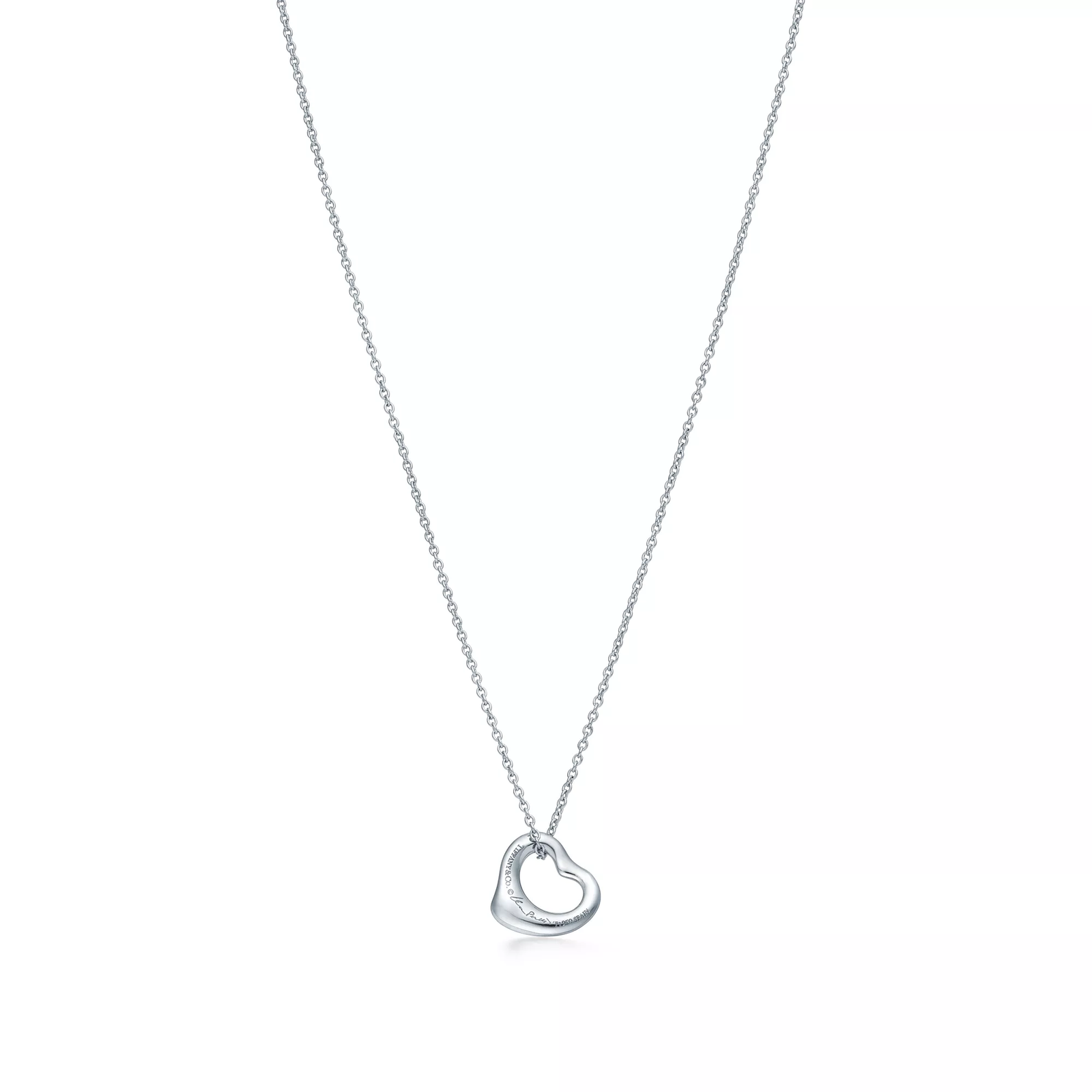 Open Heart Pendant in Platinum with Diamonds