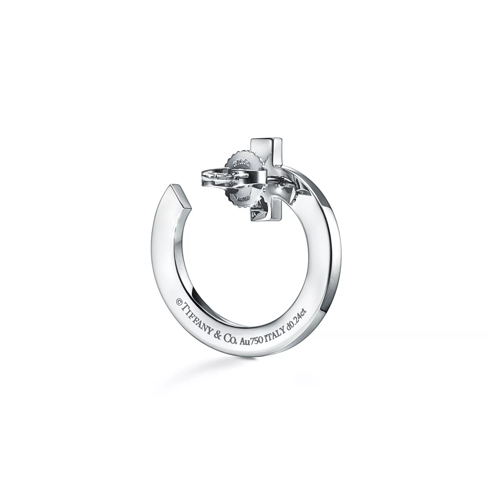 T1 Open Hoop Earrings in White Gold with Diamonds