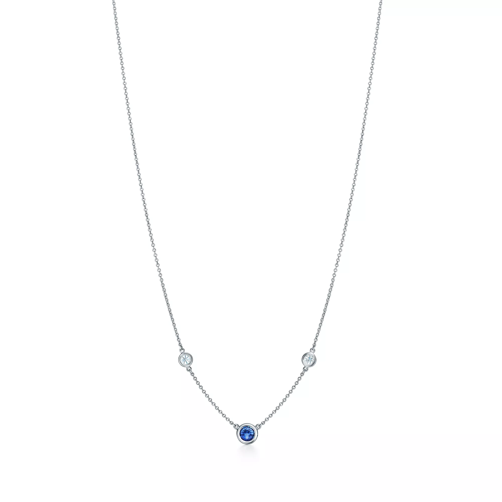 Color by the Yard Necklace in Platinum with a Sapphire and Diamonds