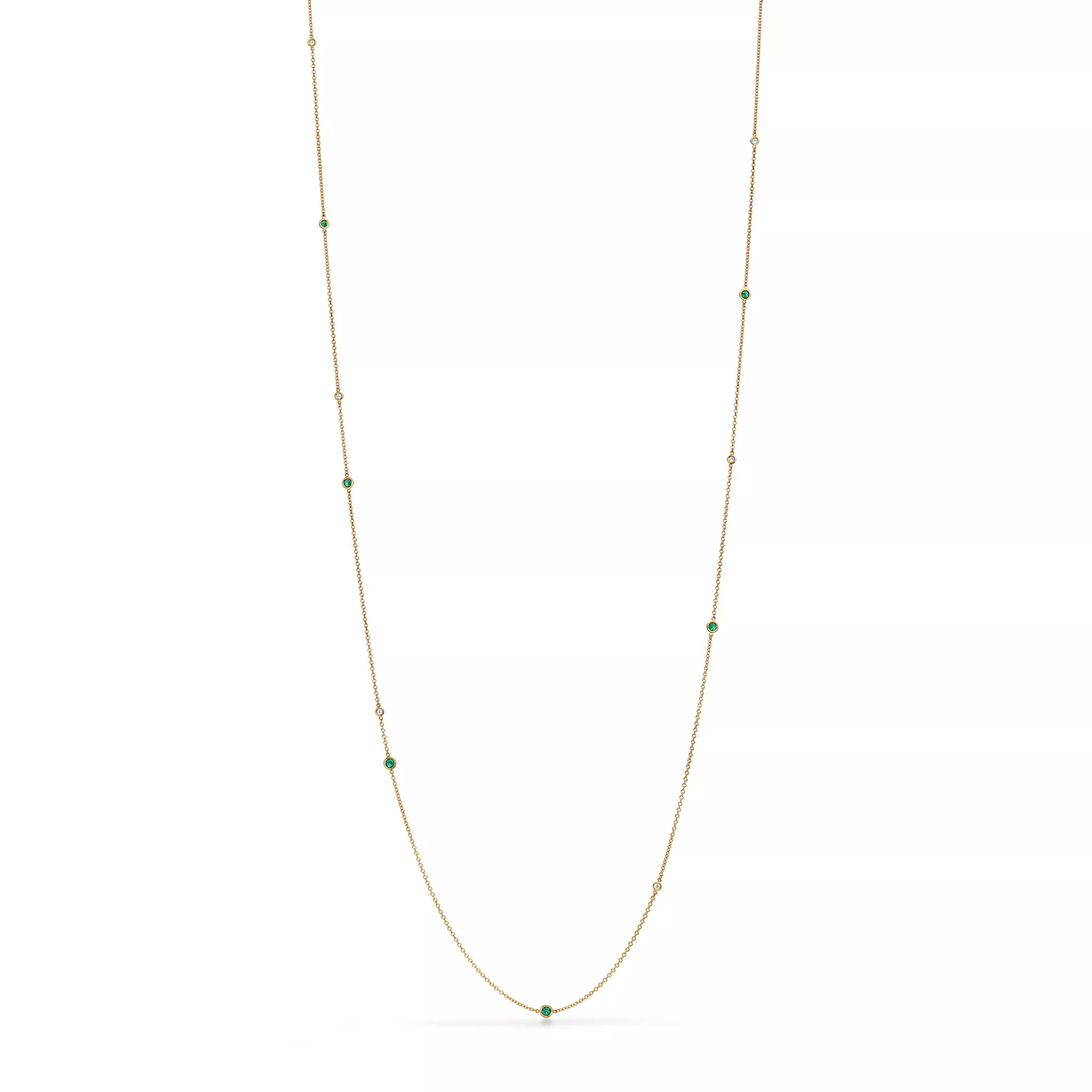 Color by the Yard Sprinkle Necklace in Gold with Emeralds and Diamonds