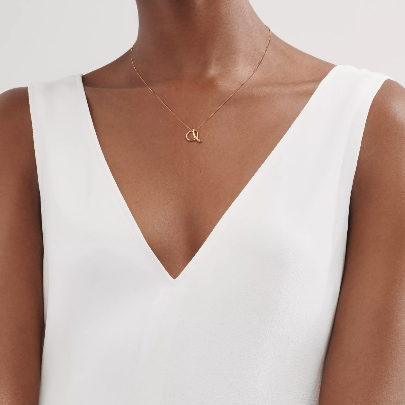 Small Alphabet Pendant in Rose Gold with Diamonds
