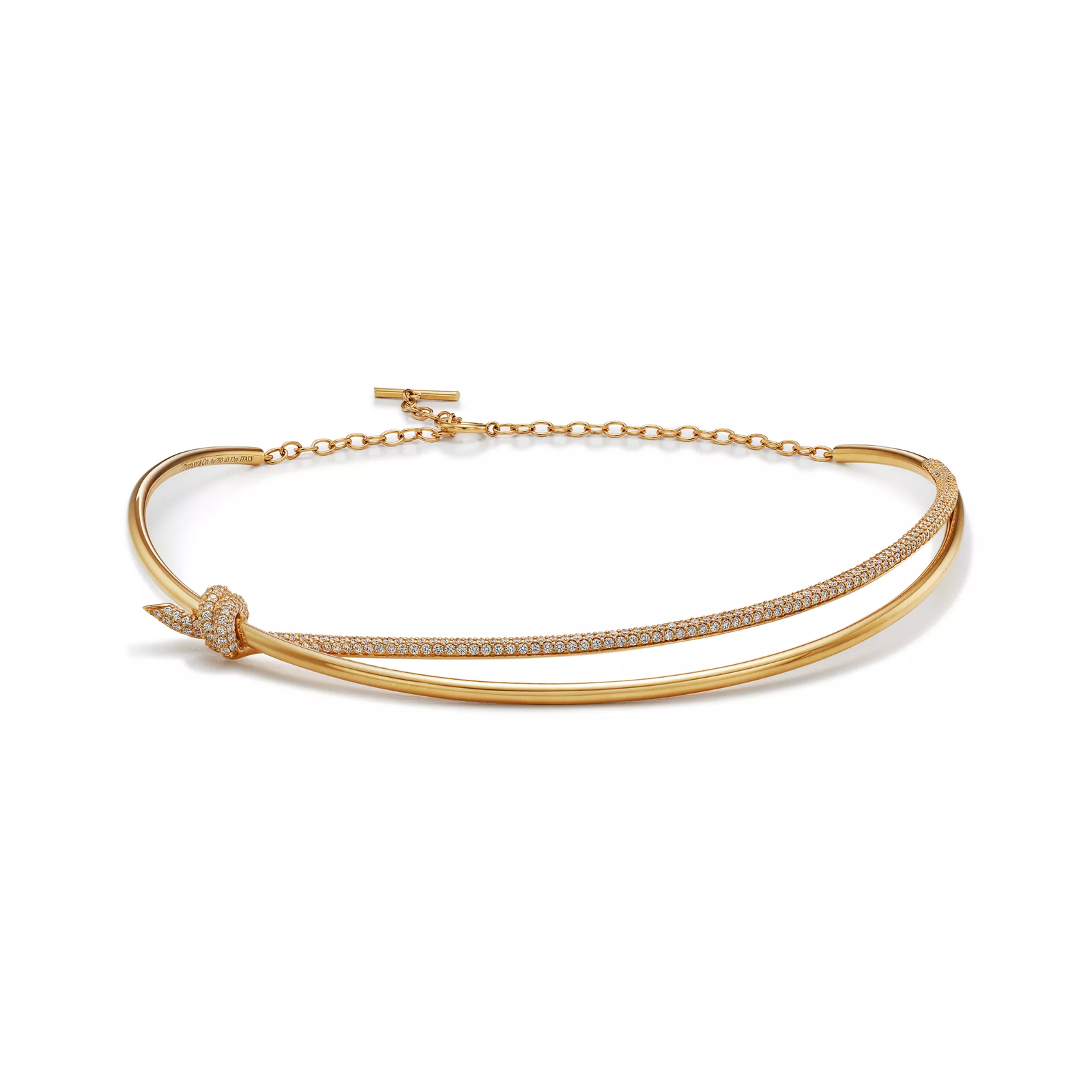 Double Row Necklace in Yellow Gold with Diamonds