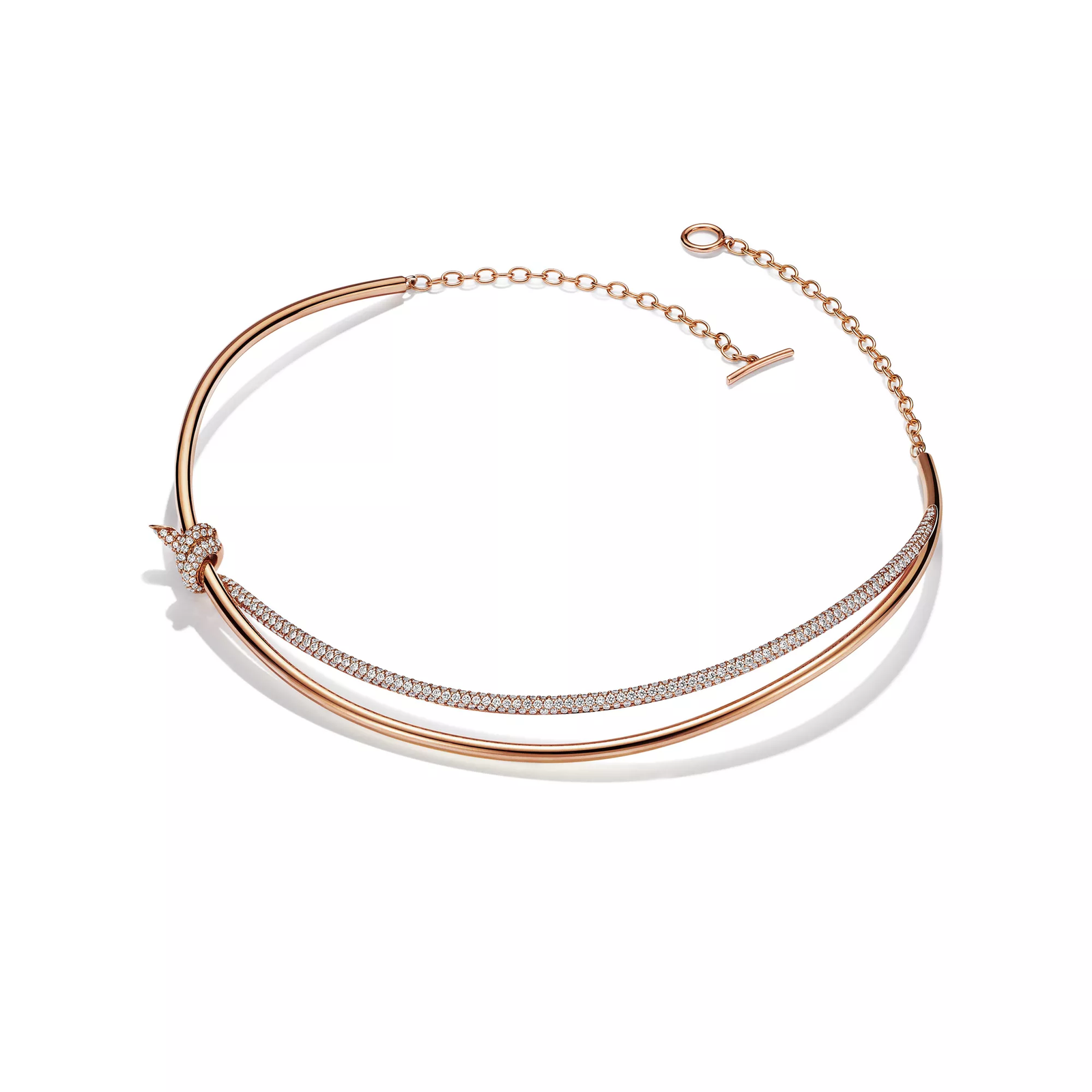 Double Row Necklace in Rose Gold with Diamonds
