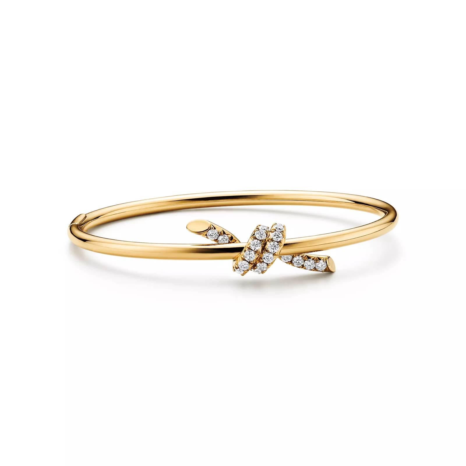 Wire Bangle in Yellow Gold with Diamonds
