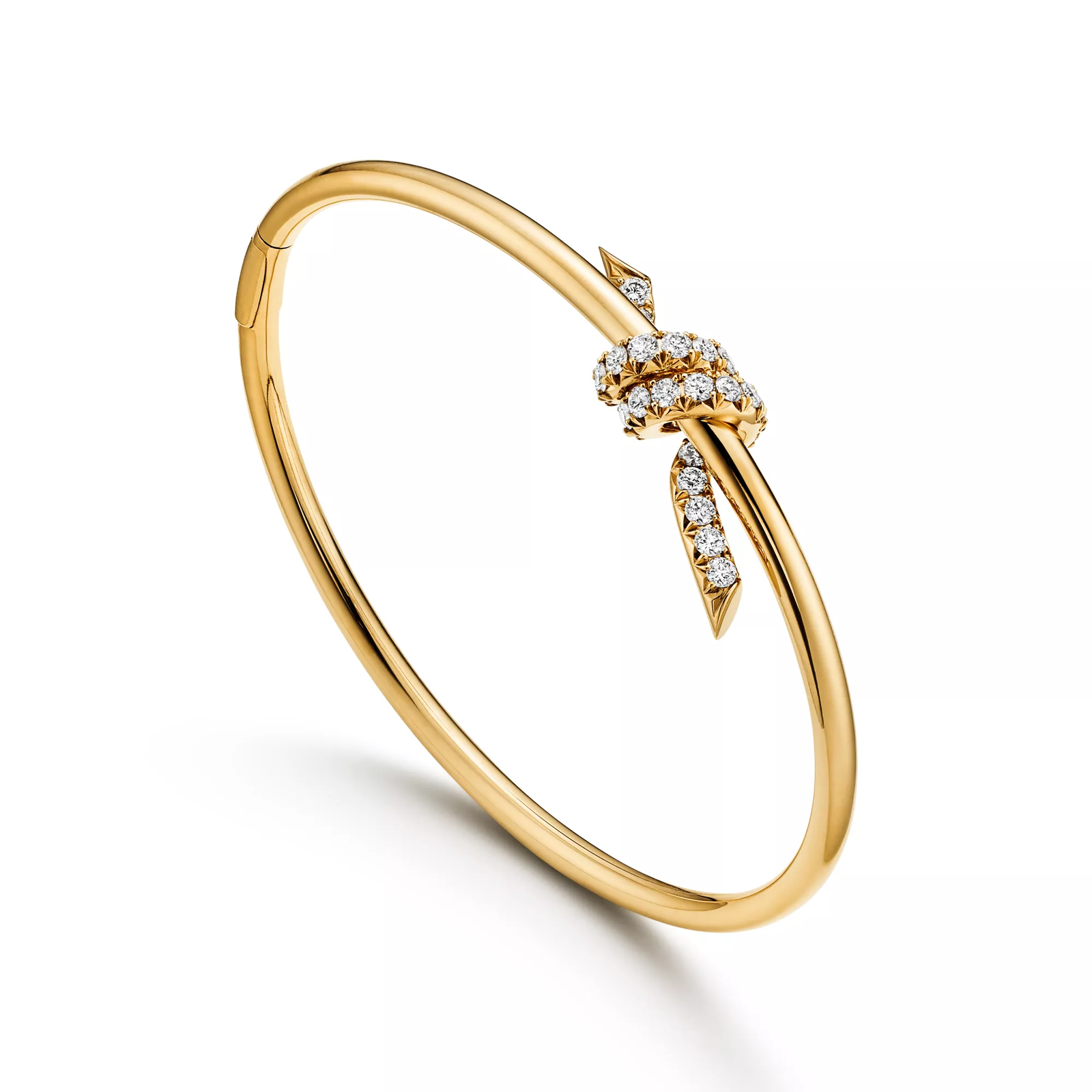 Wire Bangle in Yellow Gold with Diamonds