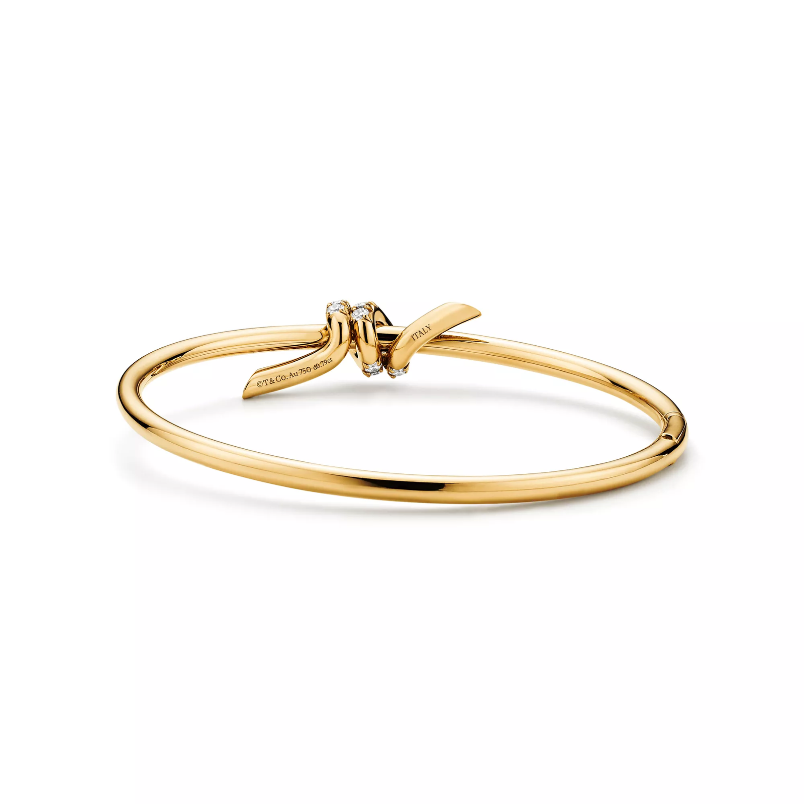 Wire Bangle in Yellow Gold with Diamonds