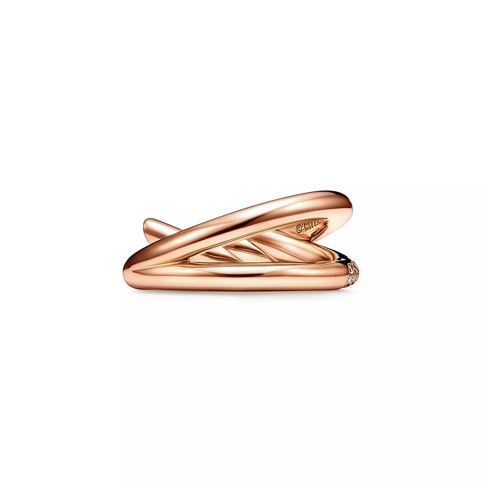 Double Row Ring in Rose Gold with Diamonds