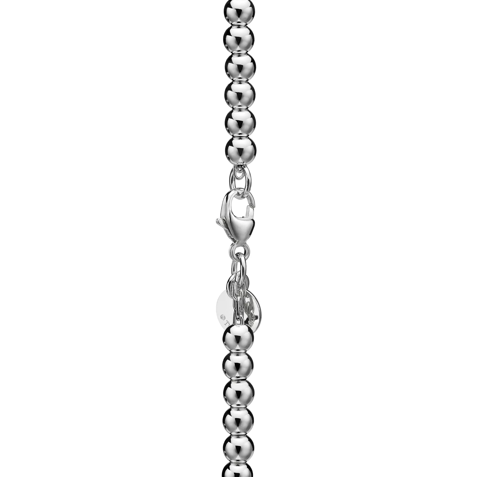 Heart Tag Bead Bracelet in Silver with a Diamond, 4 mm