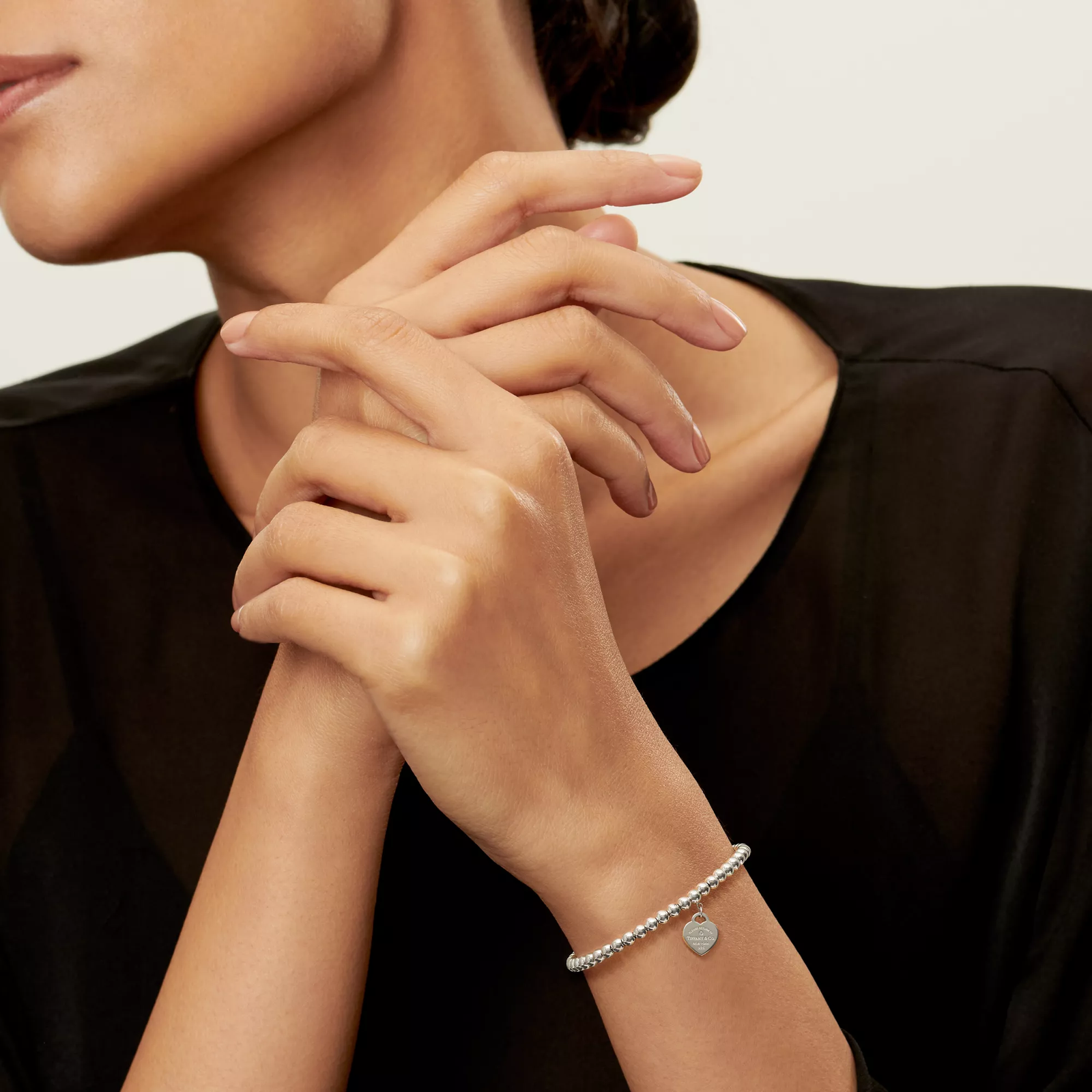 Bead Bracelet in Silver, Tiffany Blue with a Diamond, 4 mm