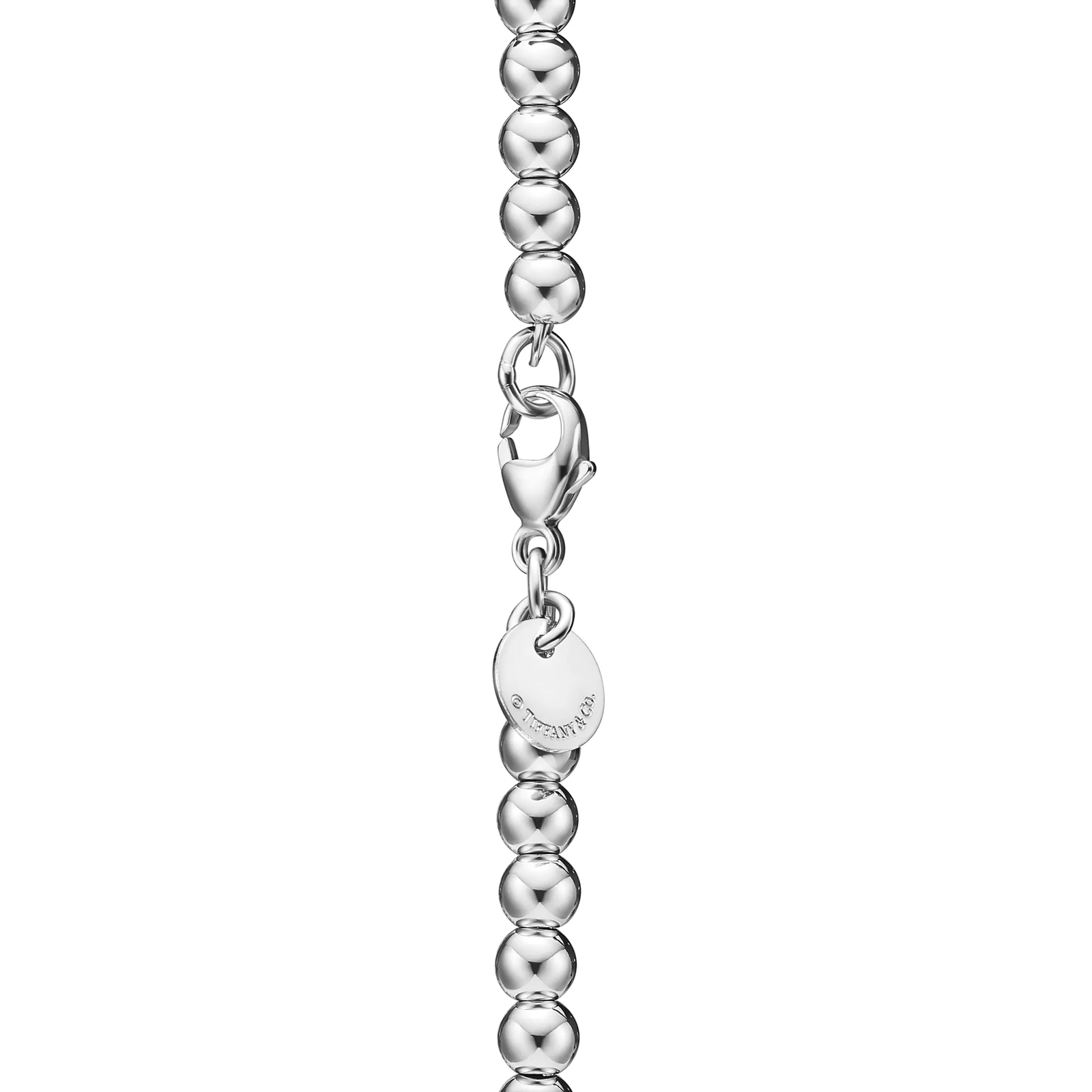 Heart Tag Bead Bracelet in Sterling Silver and Rose Gold, 4 mm