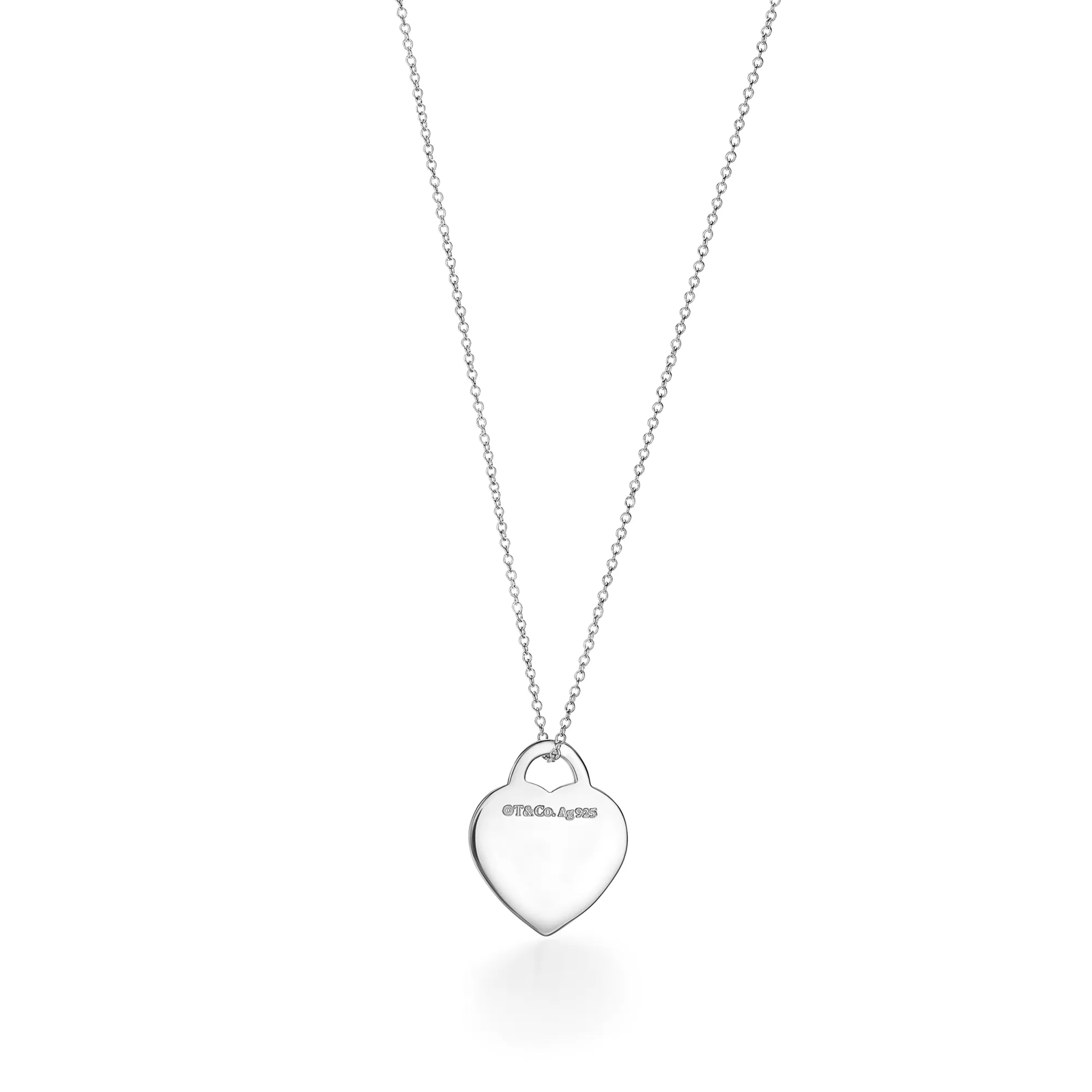 Heart Tag Pendant in Sterling Silver with a Diamond, Small