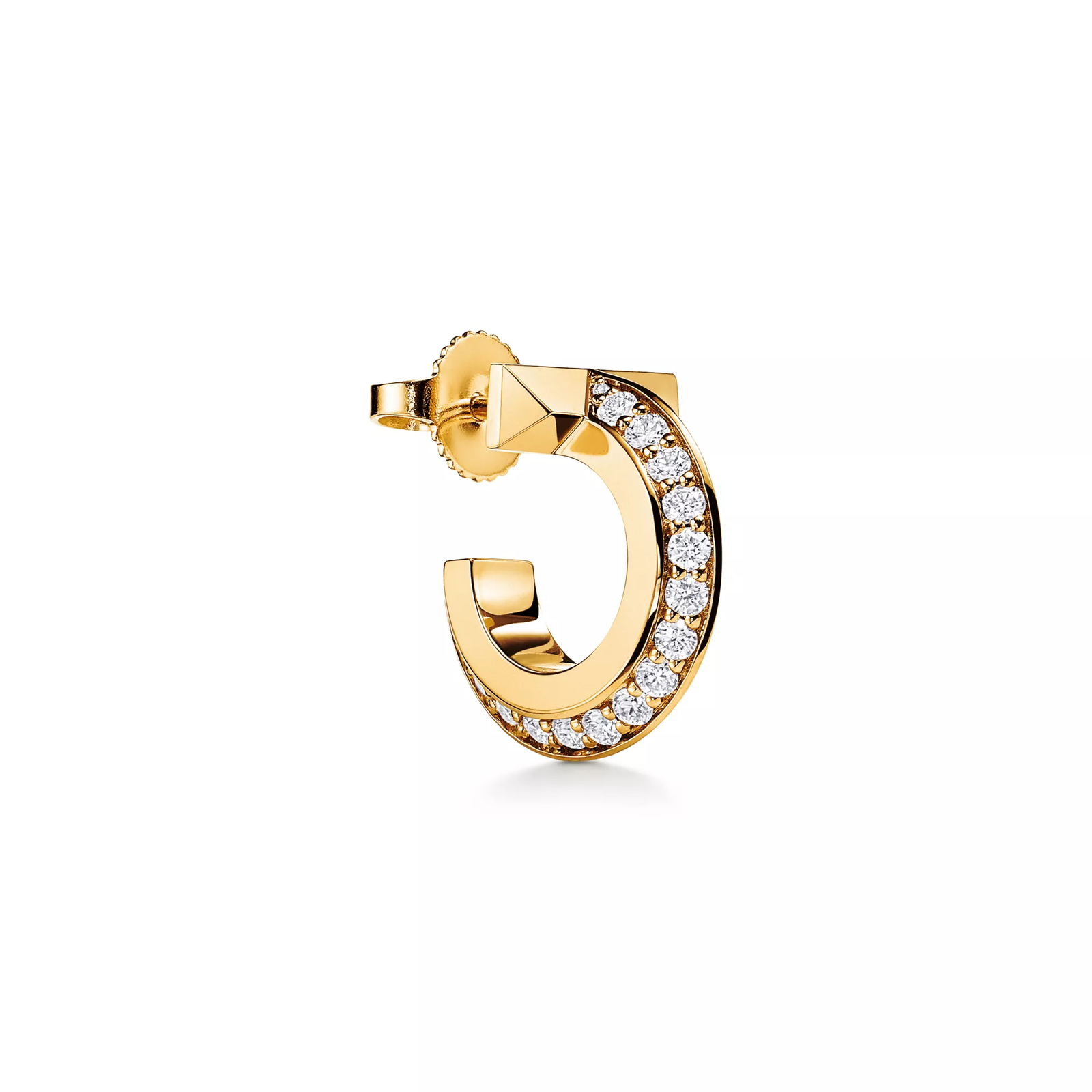 T1 Hoop Earrings in Yellow Gold with Diamonds