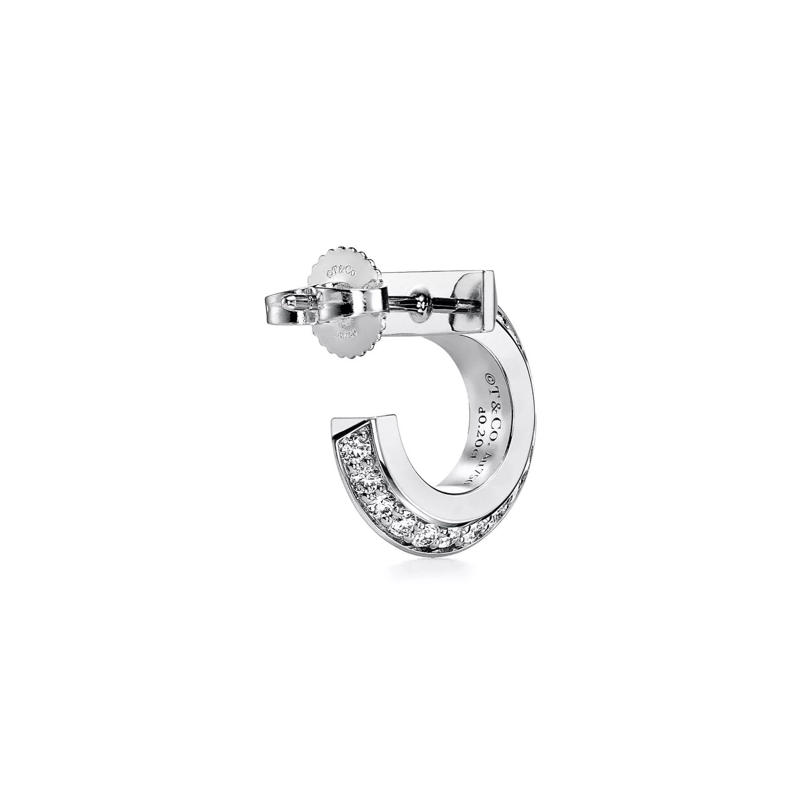 T1 Hoop Earrings in White Gold with Diamonds
