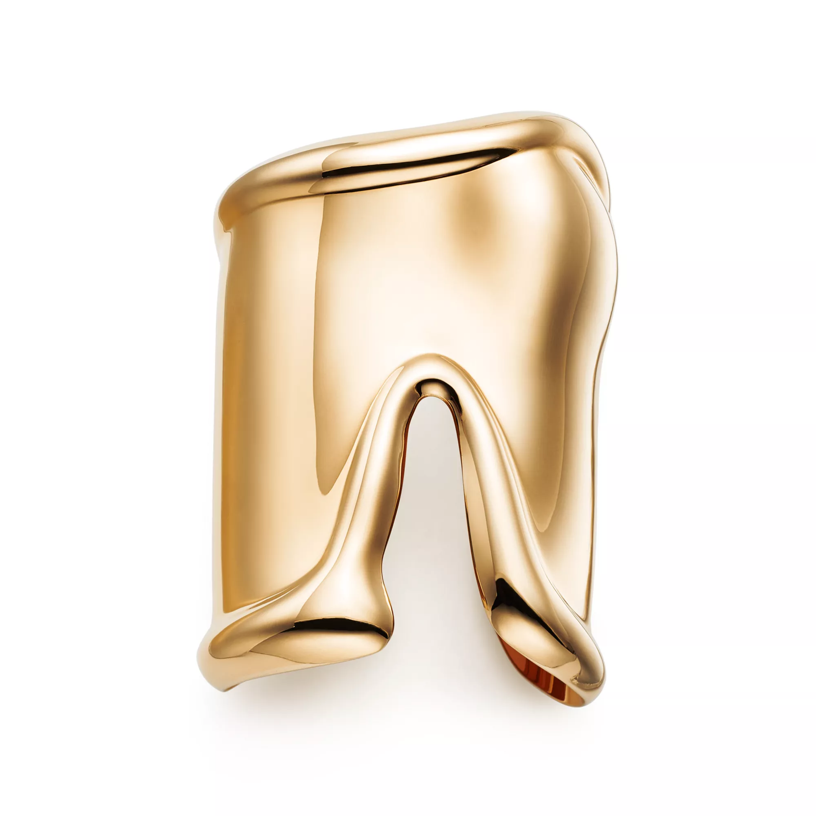 Large Bone Cuff in Yellow Gold, 95 mm Wide