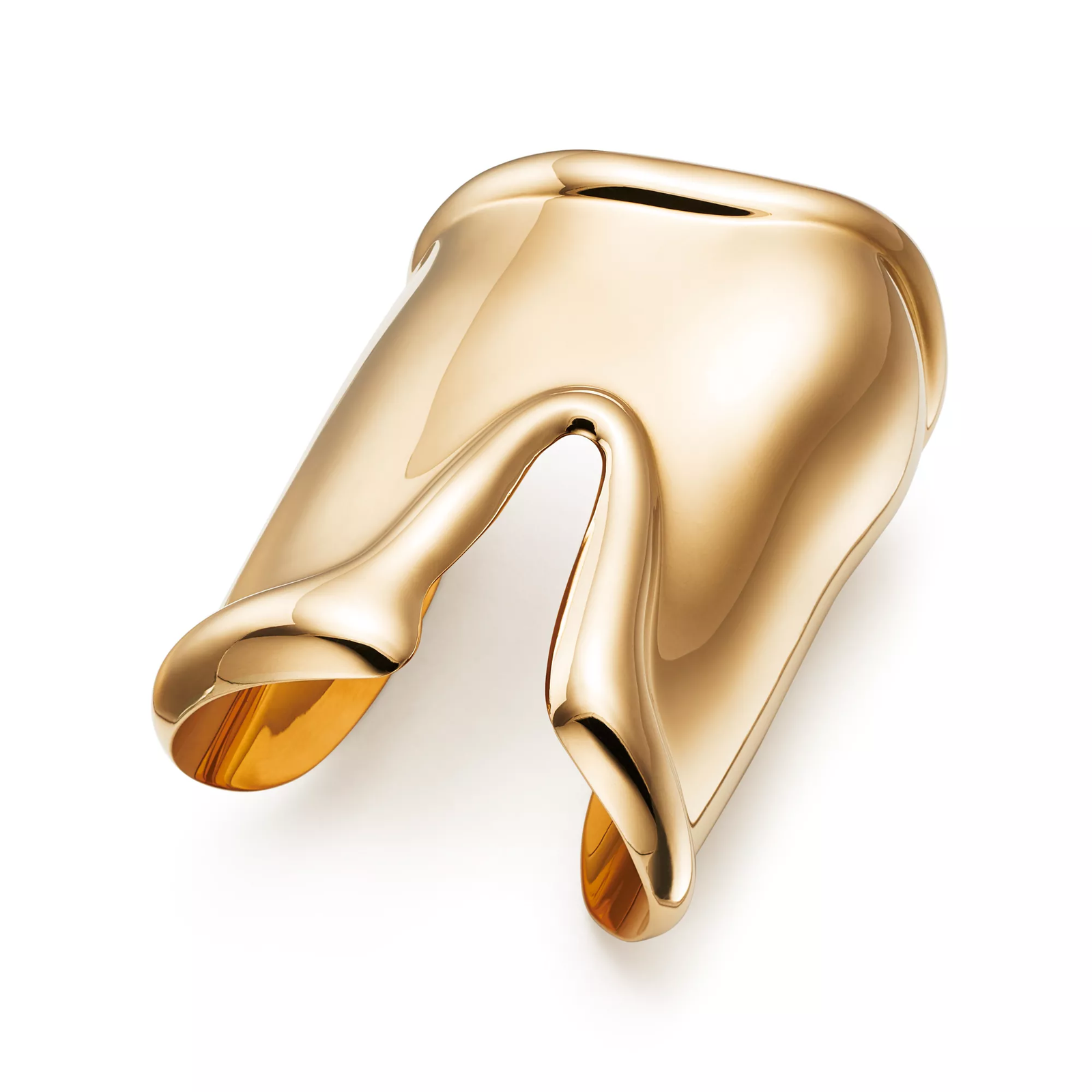 Large Bone Cuff in Yellow Gold, 95 mm Wide