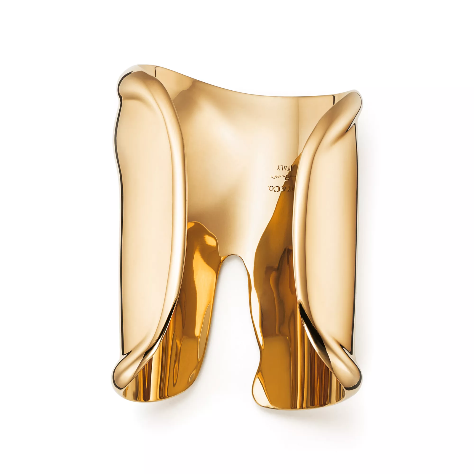Large Bone Cuff in Yellow Gold, 95 mm Wide