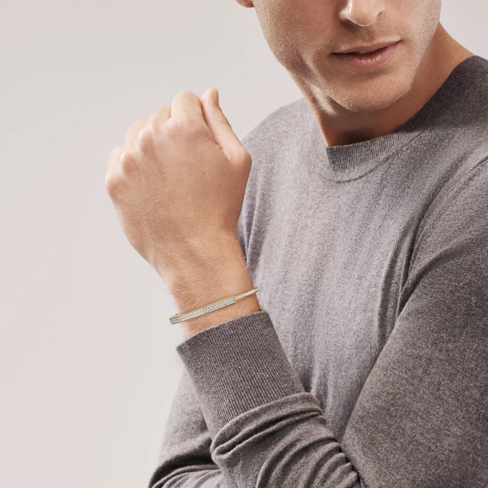 Bangle in Yellow Gold with Full Pave Diamonds