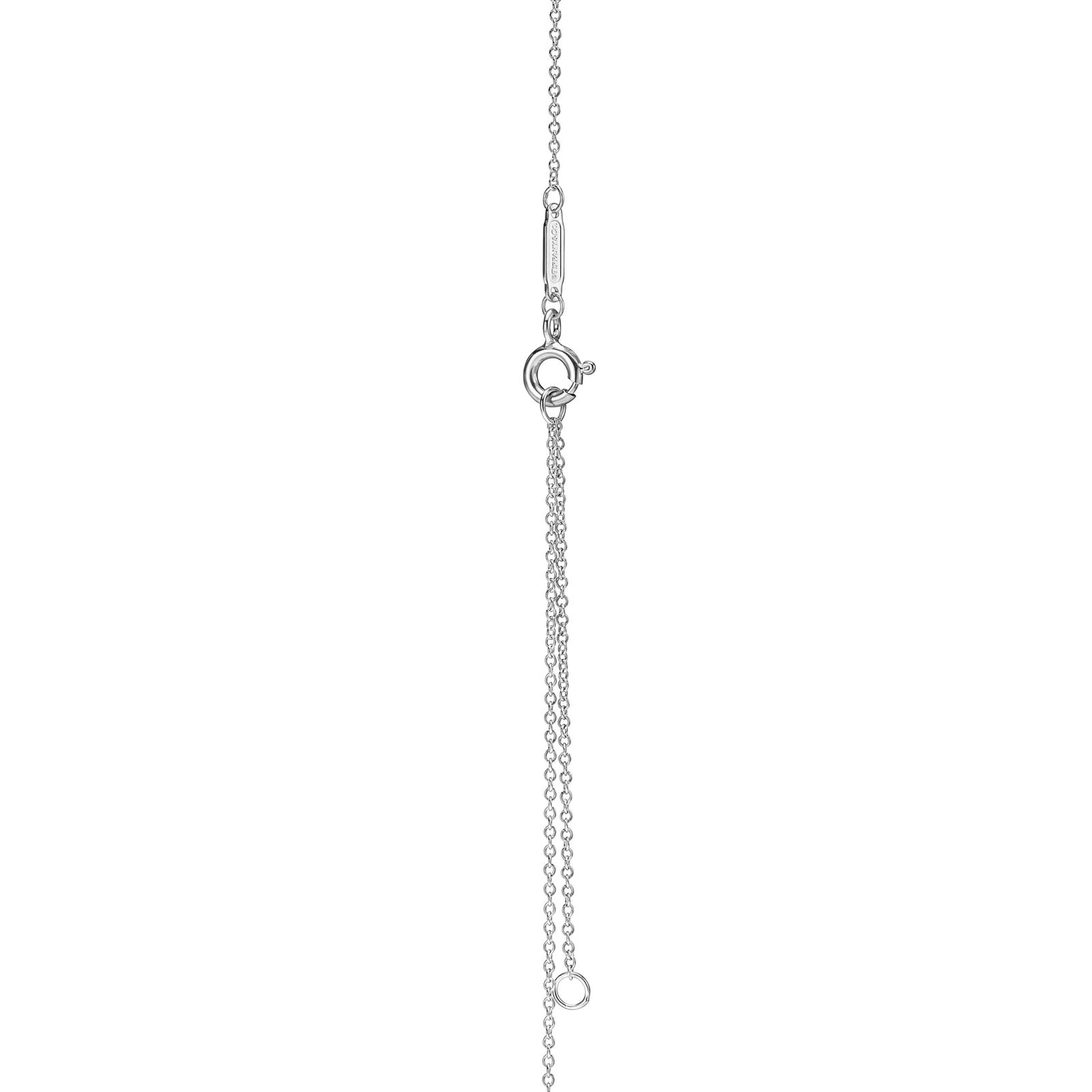 Red Double Heart Tag Pendant in Silver with a Diamond, Mini