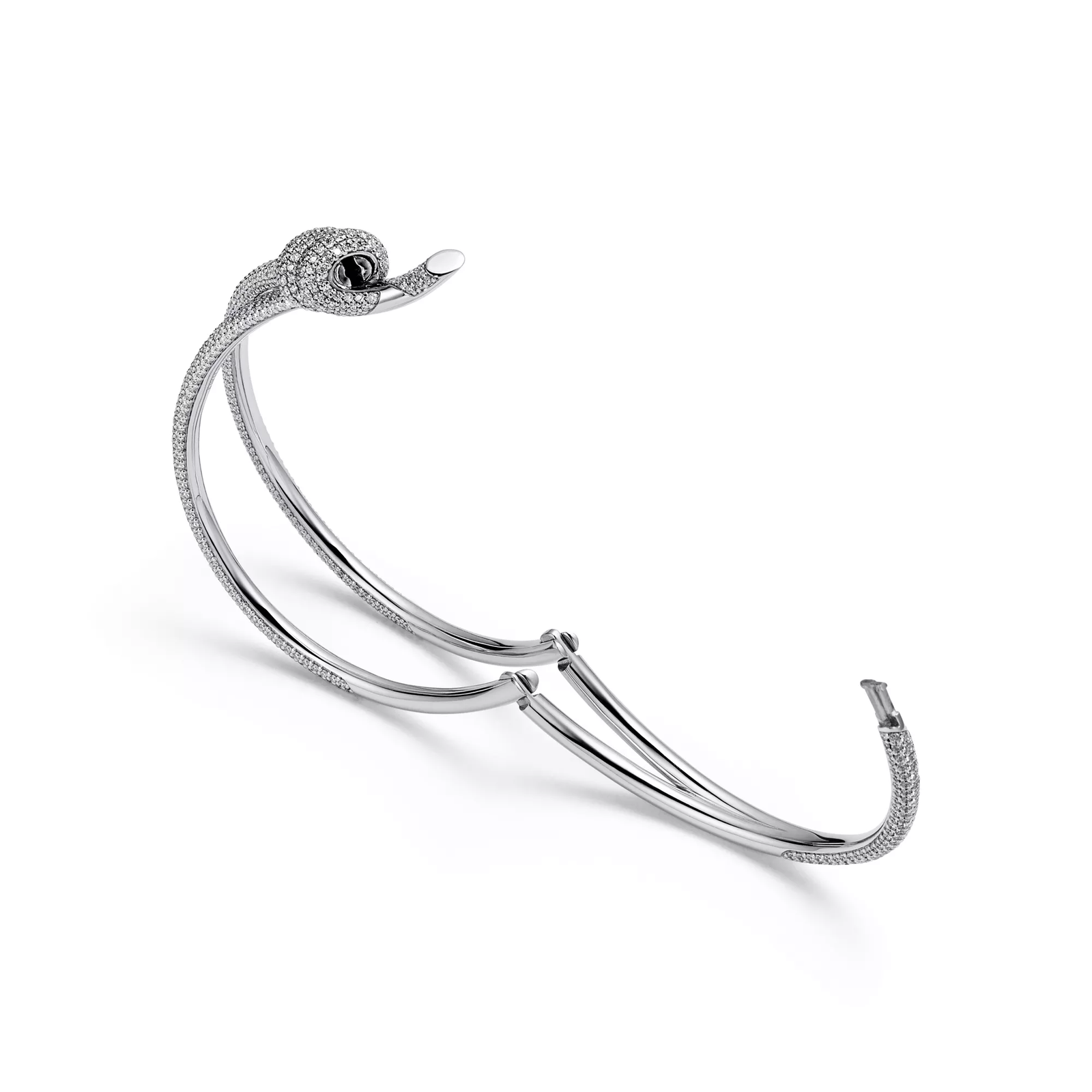 Double Row Bracelet in White Gold with Diamonds