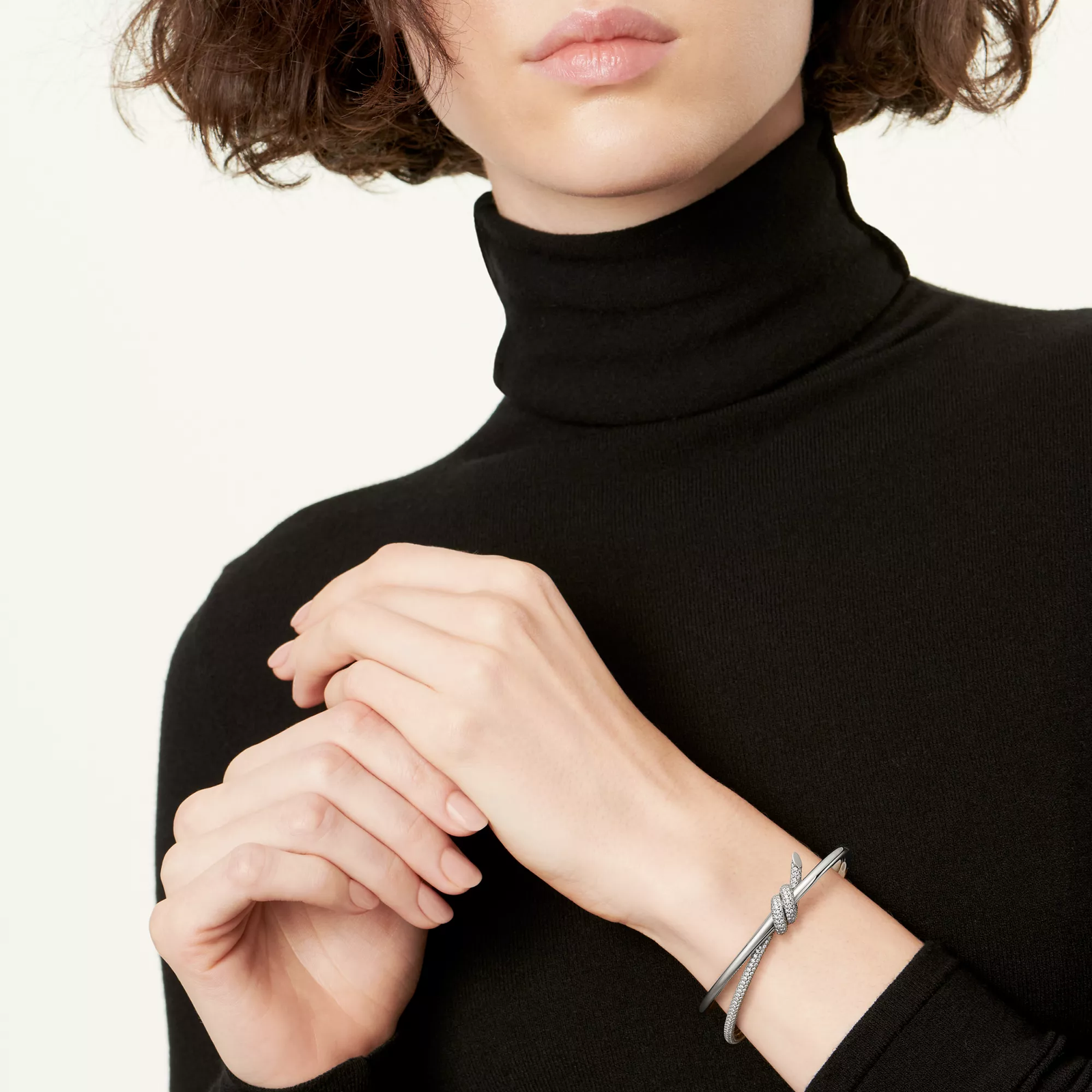 Double Row Bracelet in White Gold with Diamonds
