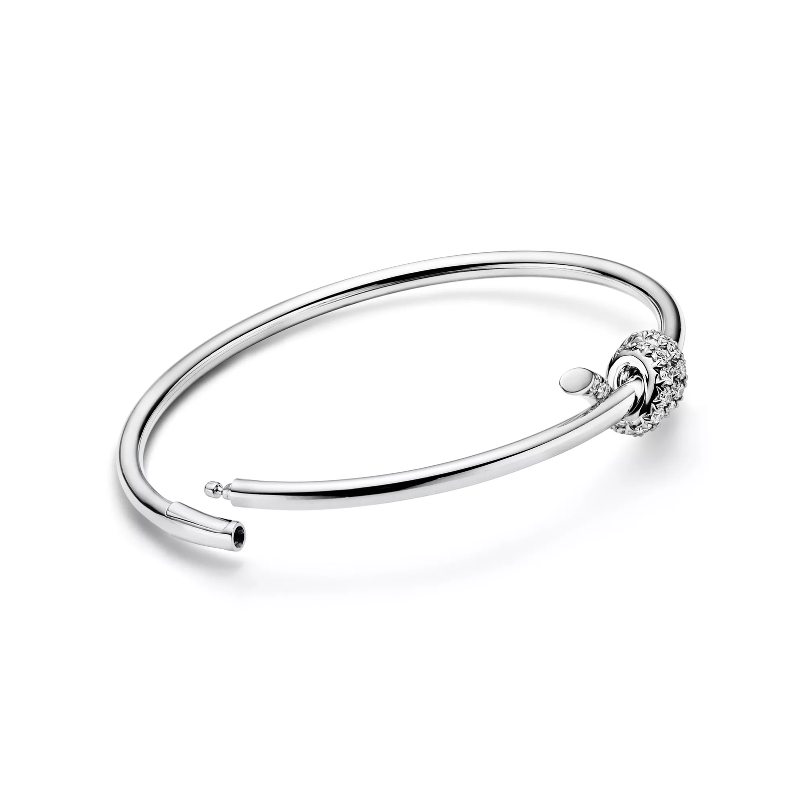 Wire Bangle in White Gold with Diamonds