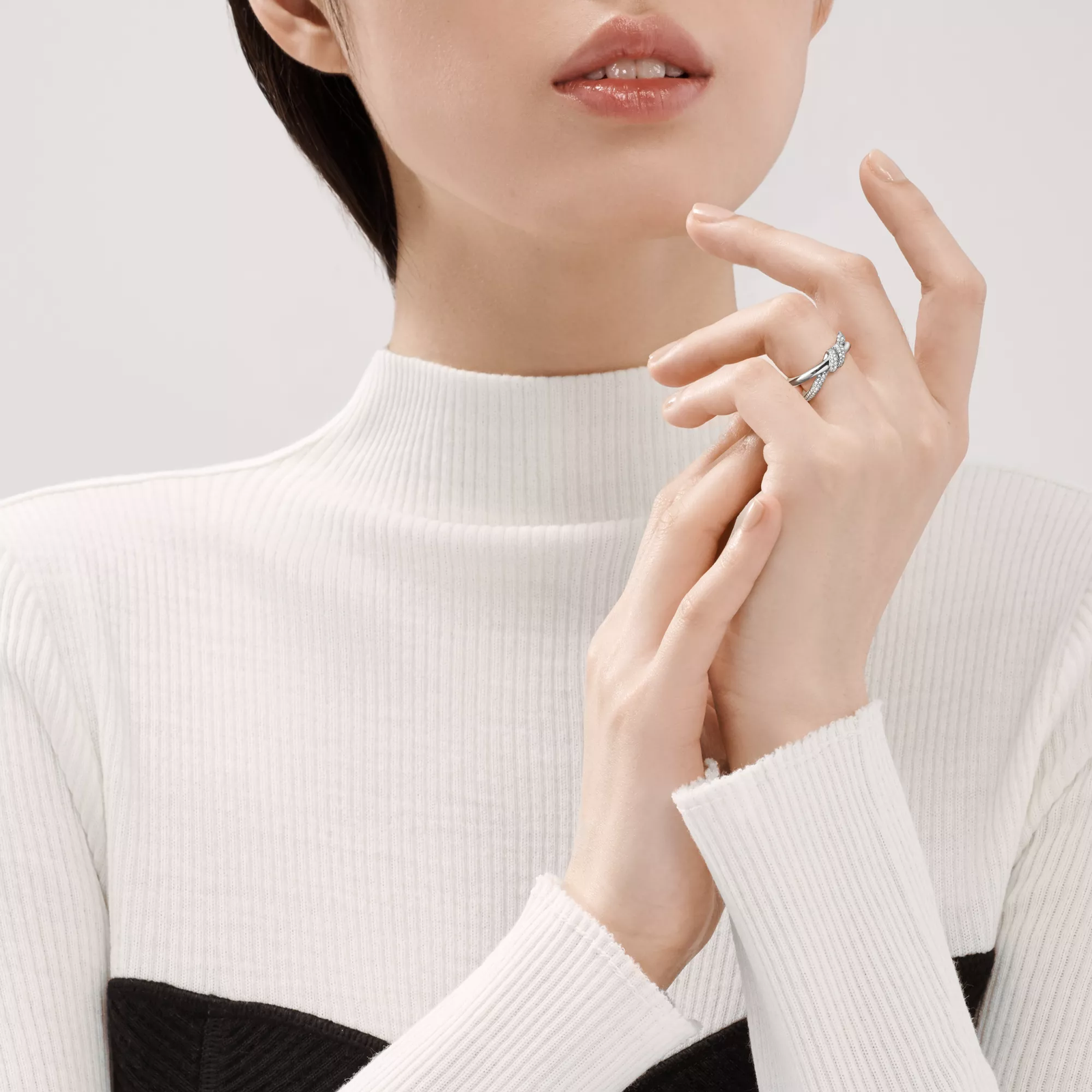 Double Row Ring in White Gold with Diamonds