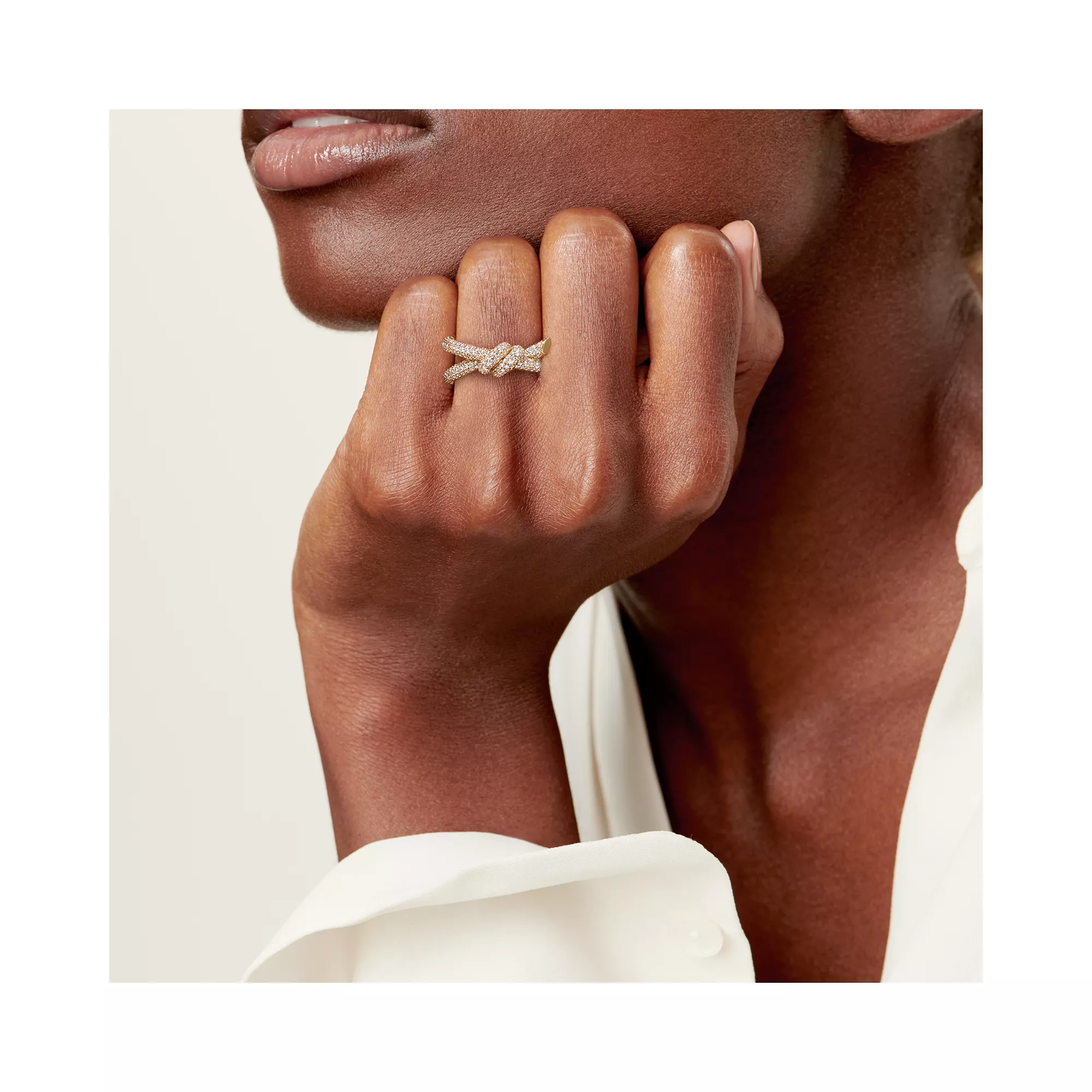 Double Row Ring in Yellow Gold with Diamonds