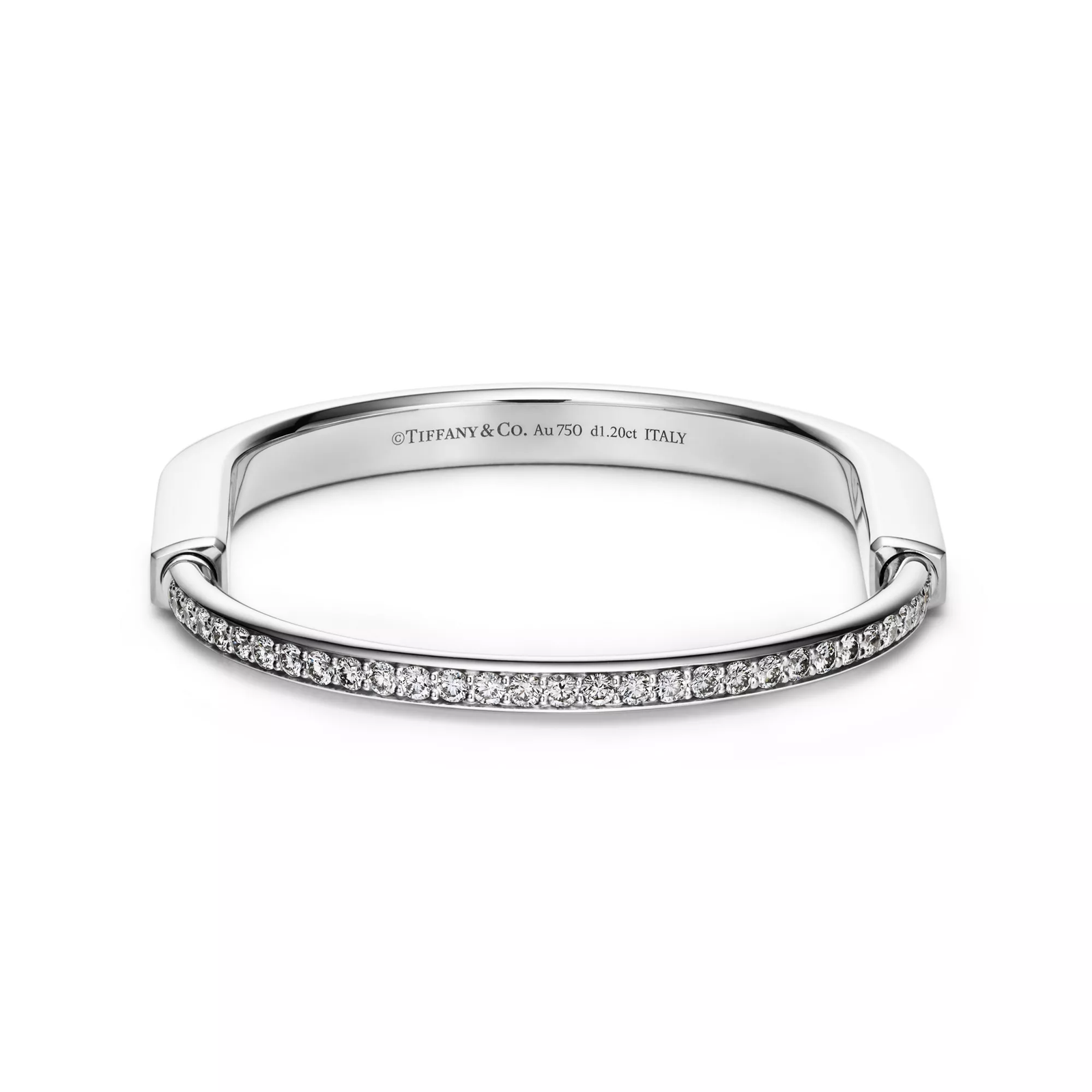 Bangle in White Gold with Half Pave Diamonds