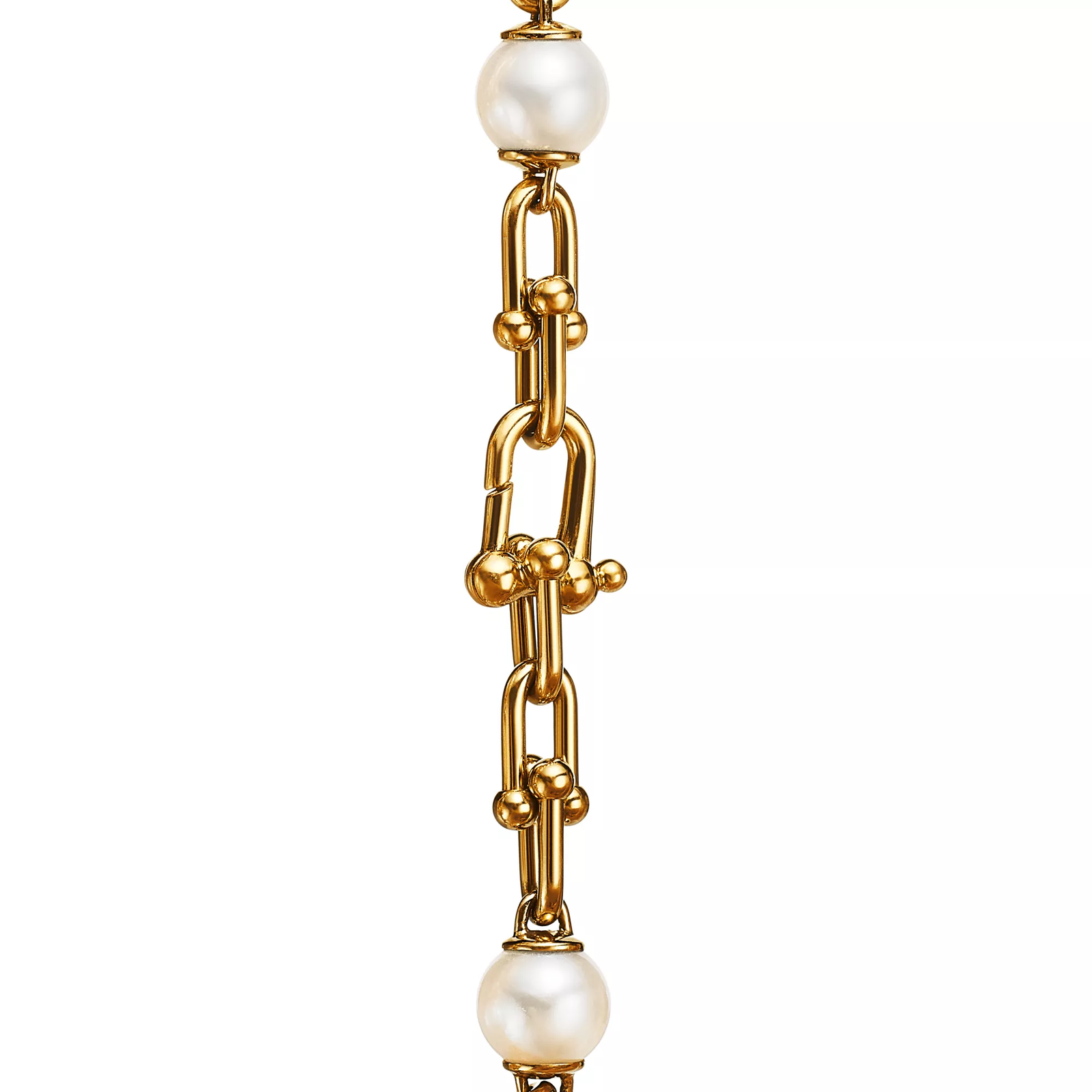Link Bracelet in Yellow Gold with Freshwater Pearls