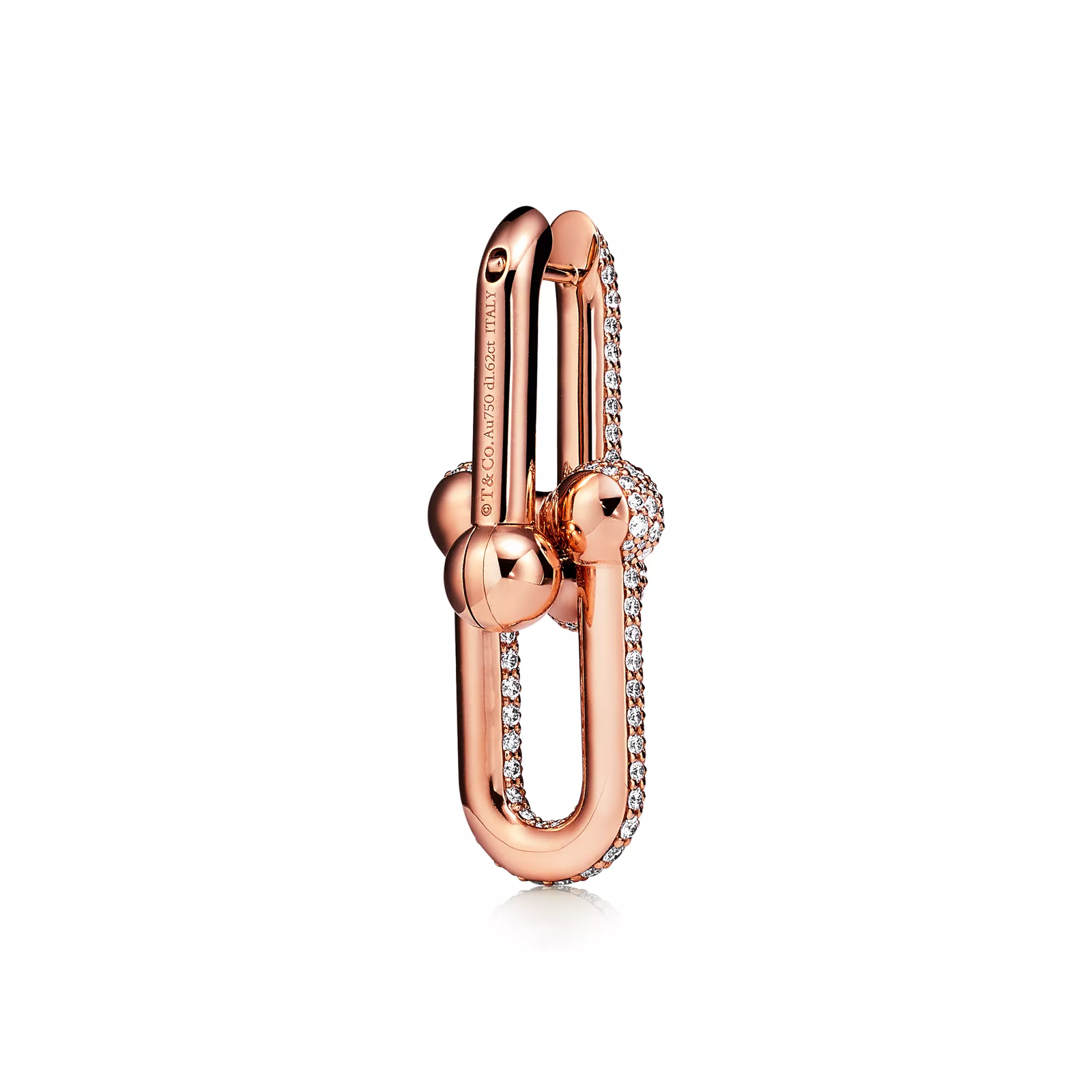 Large Link Earrings in Rose Gold with Pave Diamonds