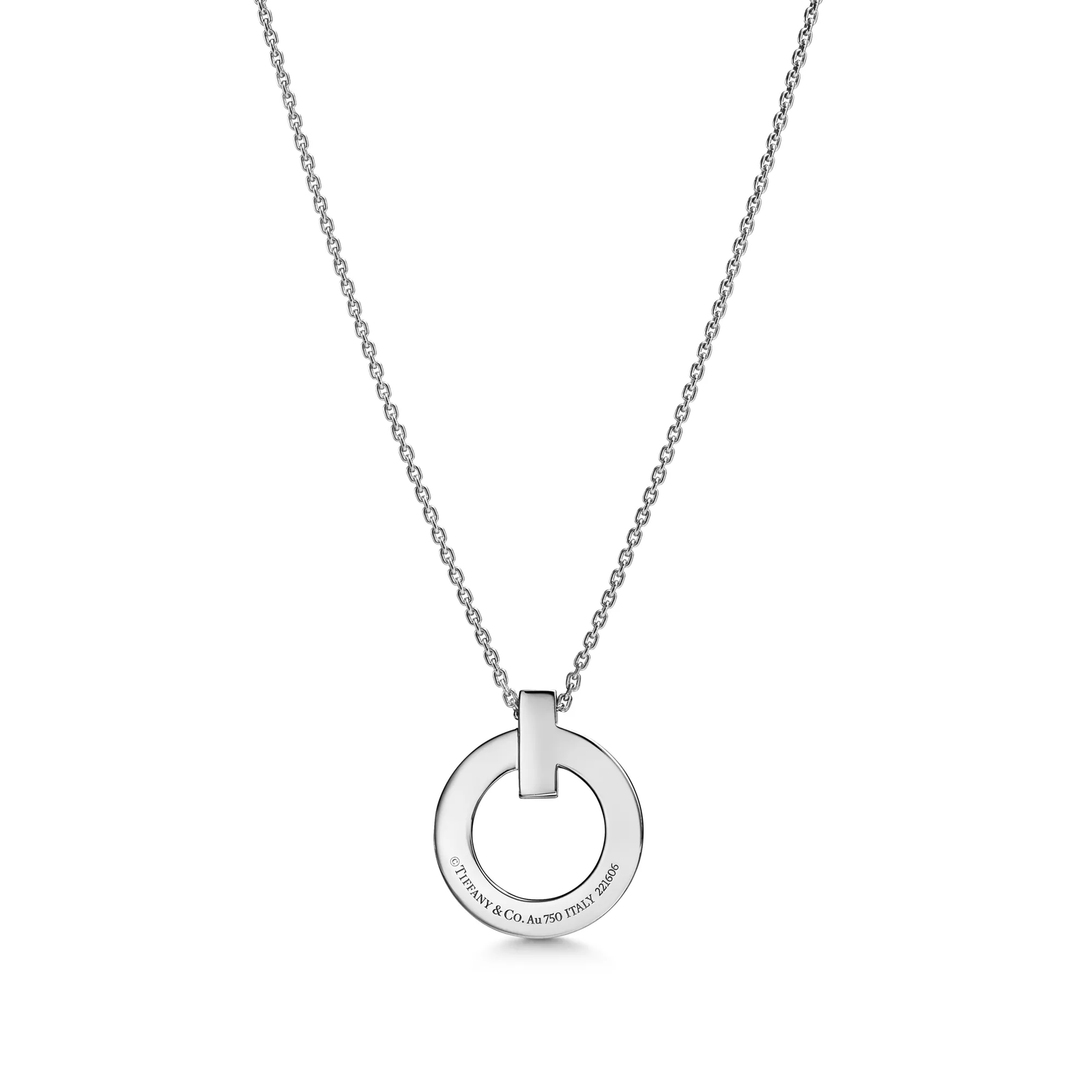 T1 Circle Pendant in White Gold, Small