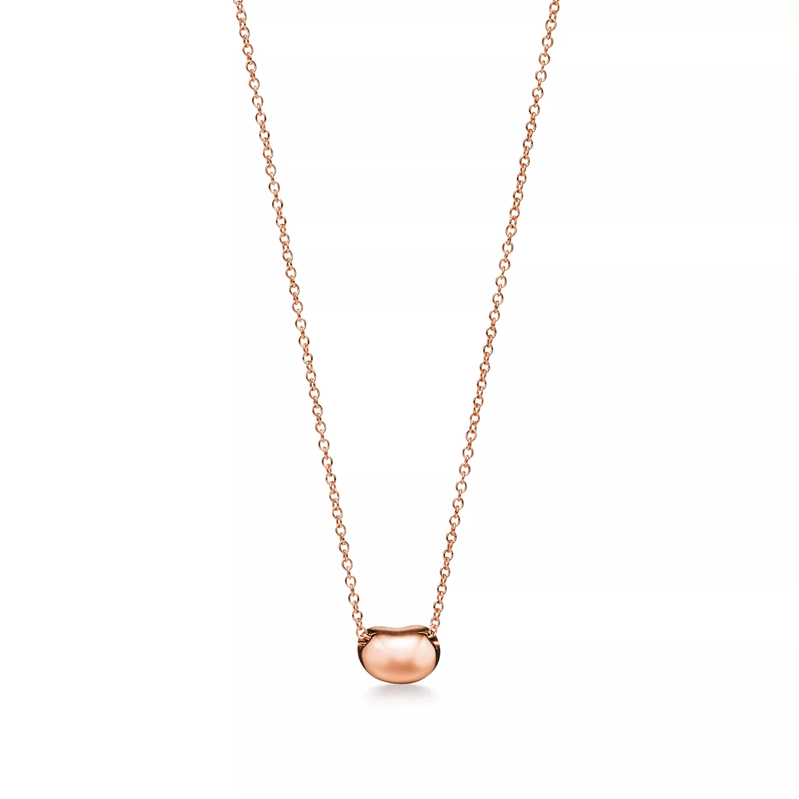 Bean design Pendant in Rose Gold with Pave Diamonds, 6.5 mm