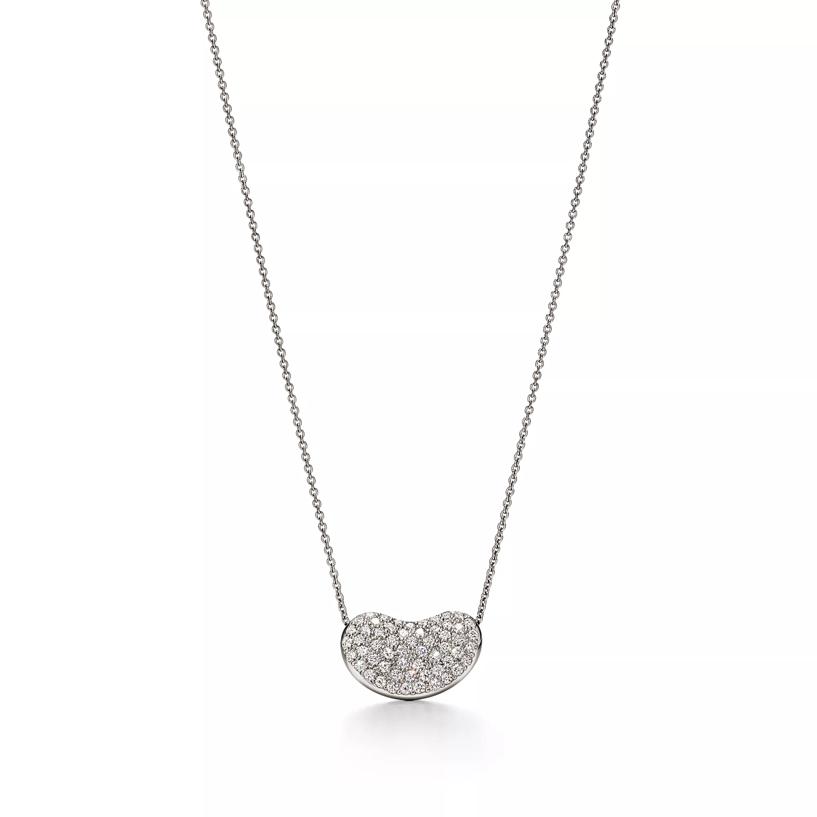 Bean design Pendant in Platinum with Pave Diamonds, 18 mm