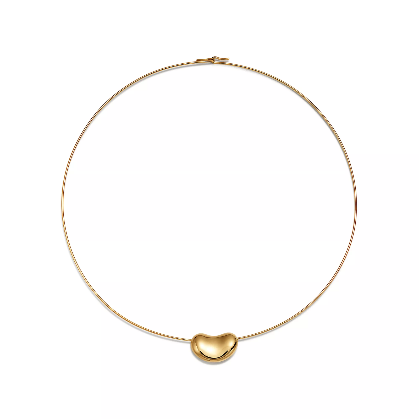 Bean design Wire Necklace in Yellow Gold, 20 mm