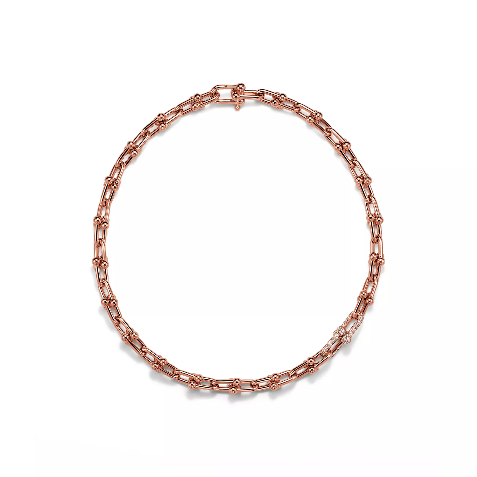 Medium Link Necklace in Rose Gold with Diamonds