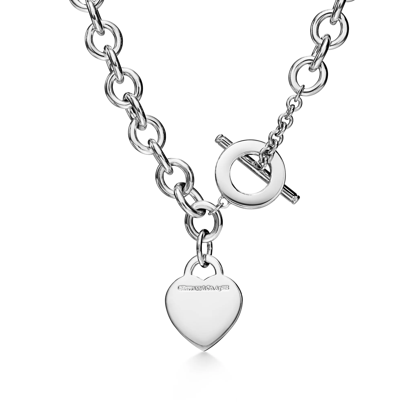 Heart Tag Necklace in Silver with a Diamond, Medium