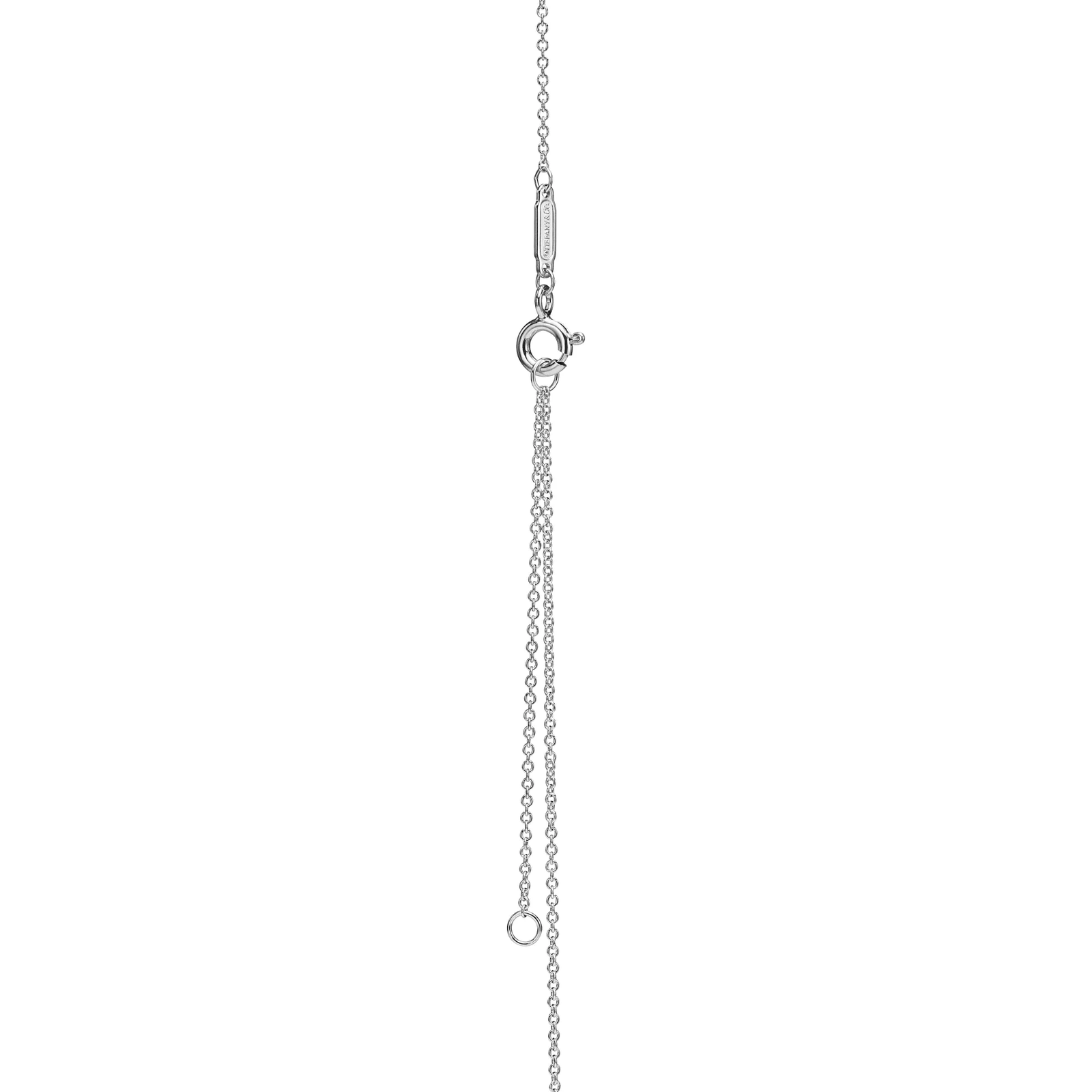 Blue Double Heart Tag Pendant in Silver with a Diamond, Small