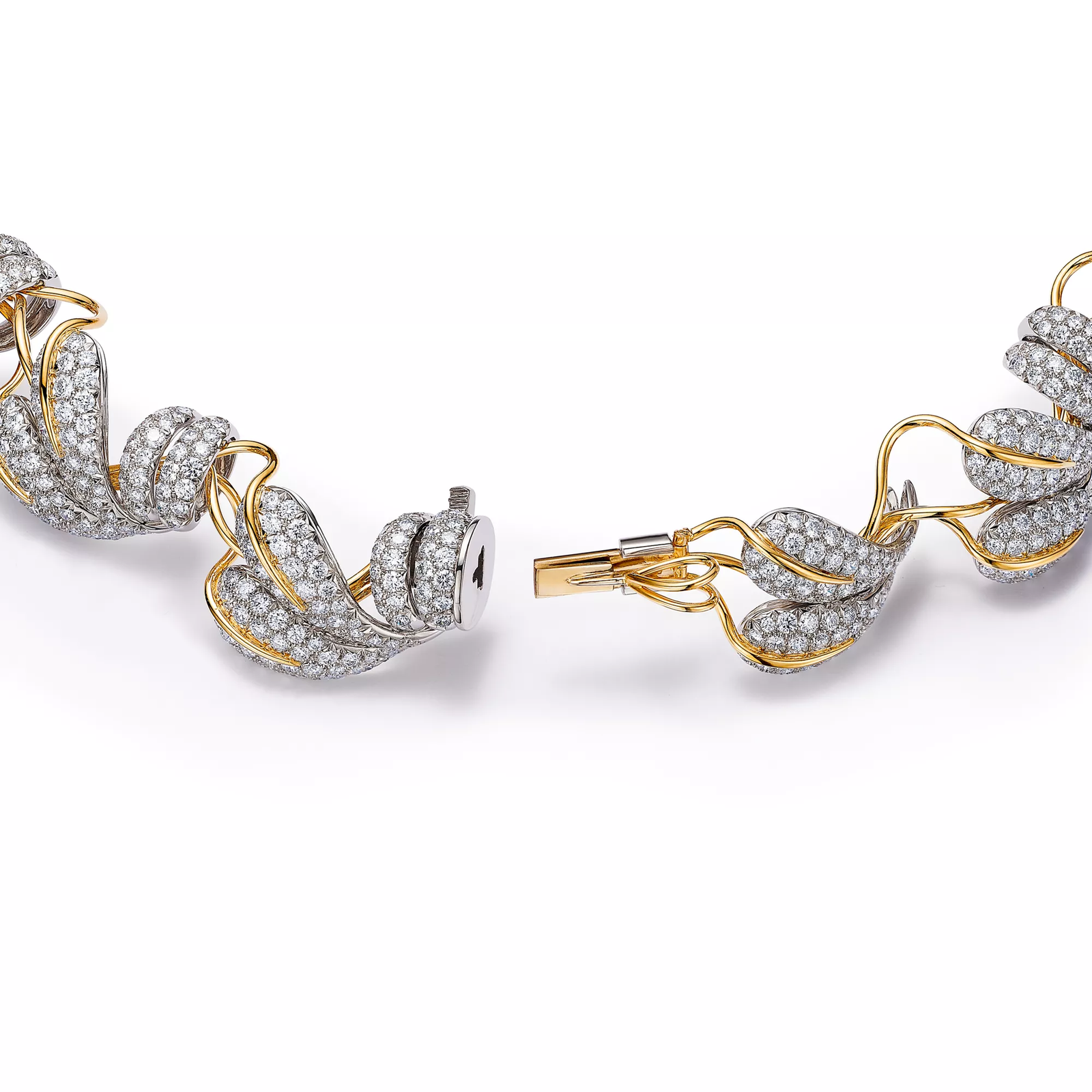 Leaves Necklace in Platinum and Yellow Gold