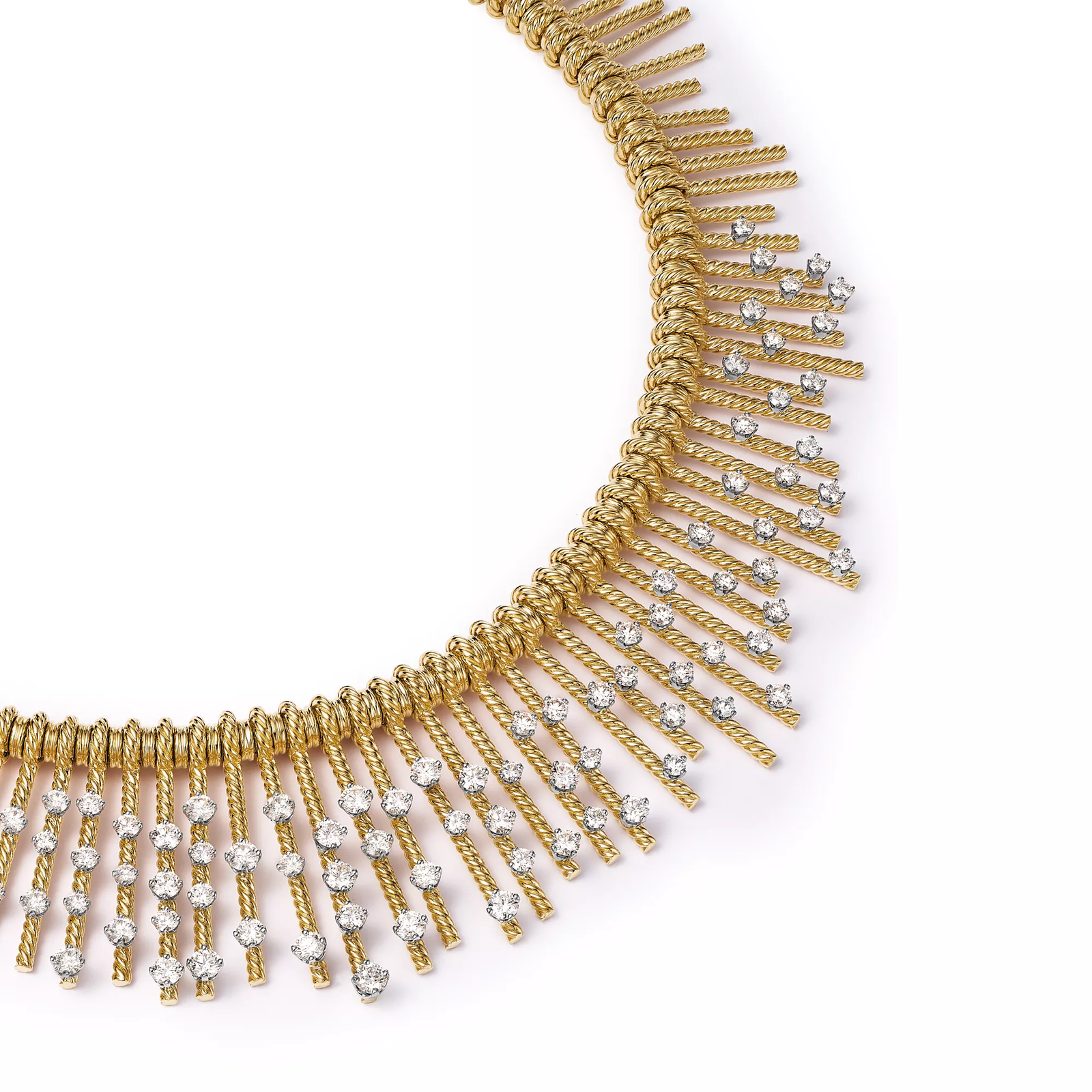 Fringe Necklace in Yellow Gold and Platinum