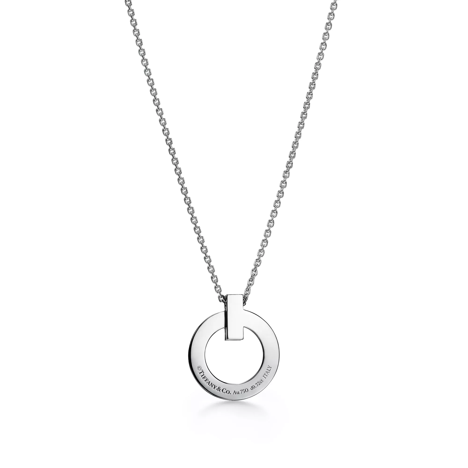 T1 Circle Pendant in White Gold with Pave Diamonds