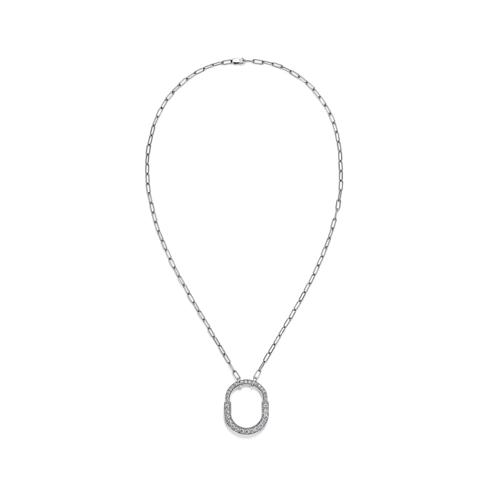Pendant in White Gold with Pave Diamonds, Medium