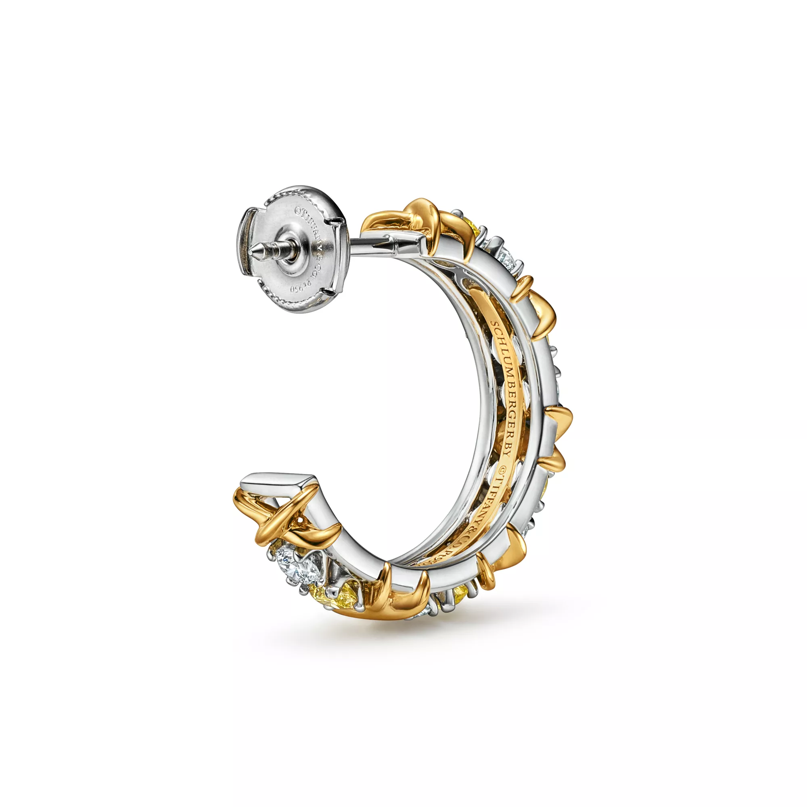 Hoop Earrings with Yellow and White Diamonds